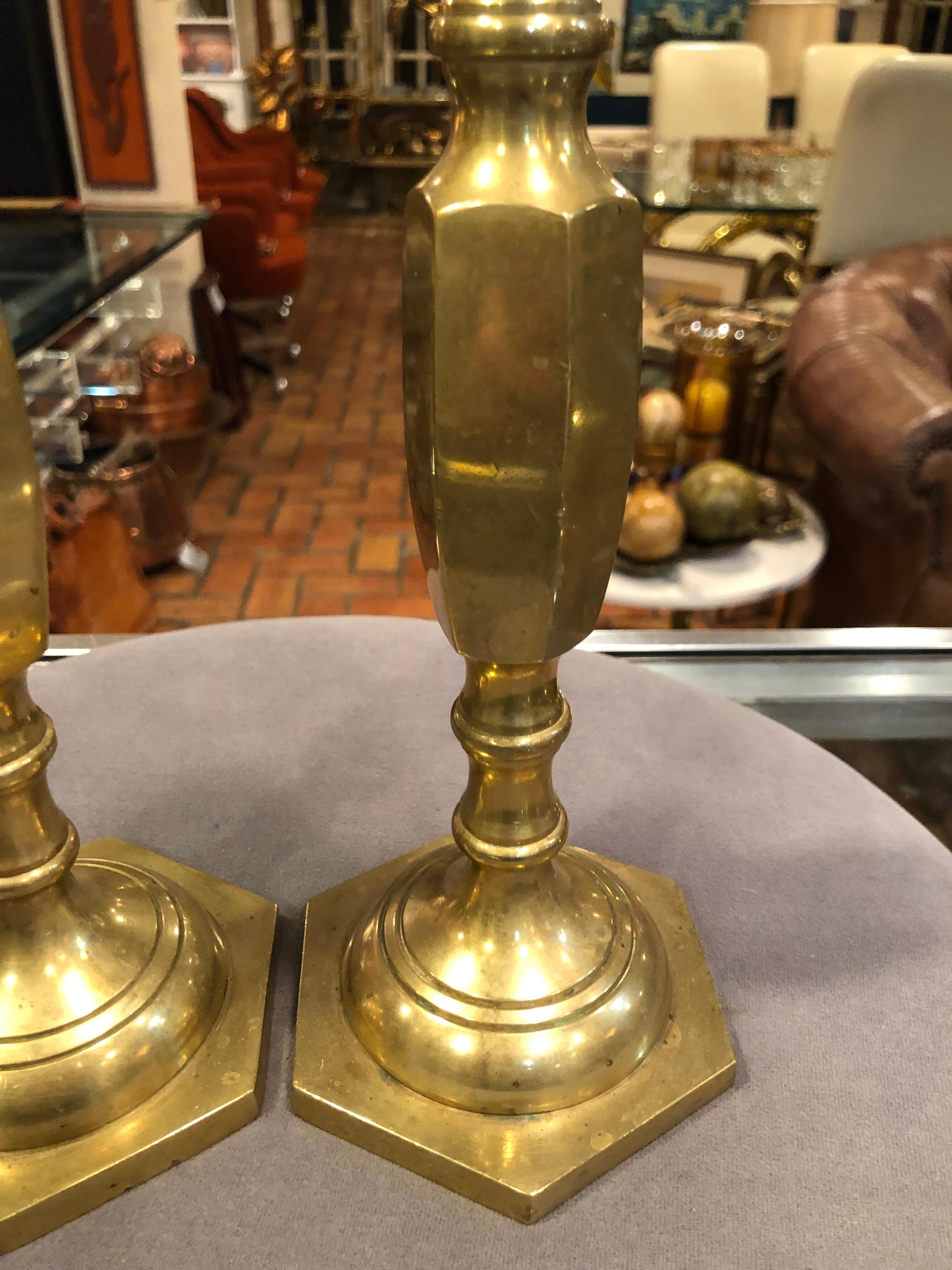 Late 20th Century Pair of Brass Candlesticks