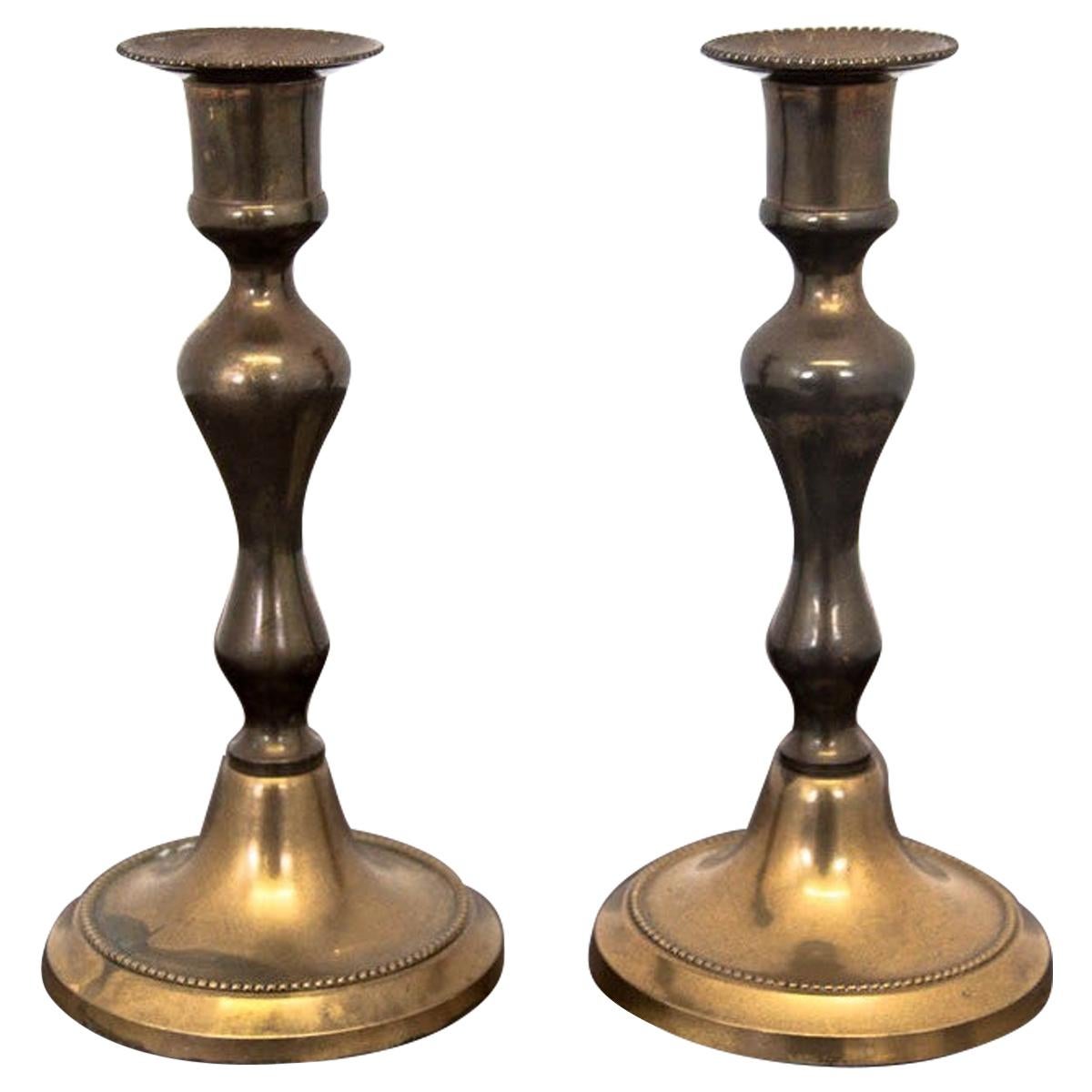 Pair of Brass Candlesticks For Sale