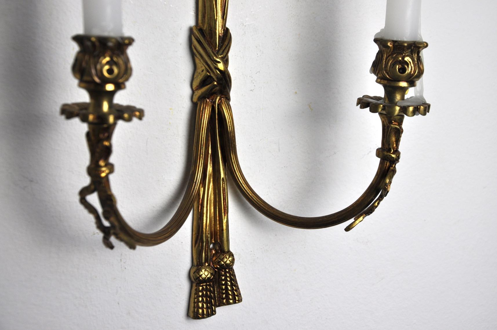 French Pair of Brass Candlesticks, France, 1980 For Sale