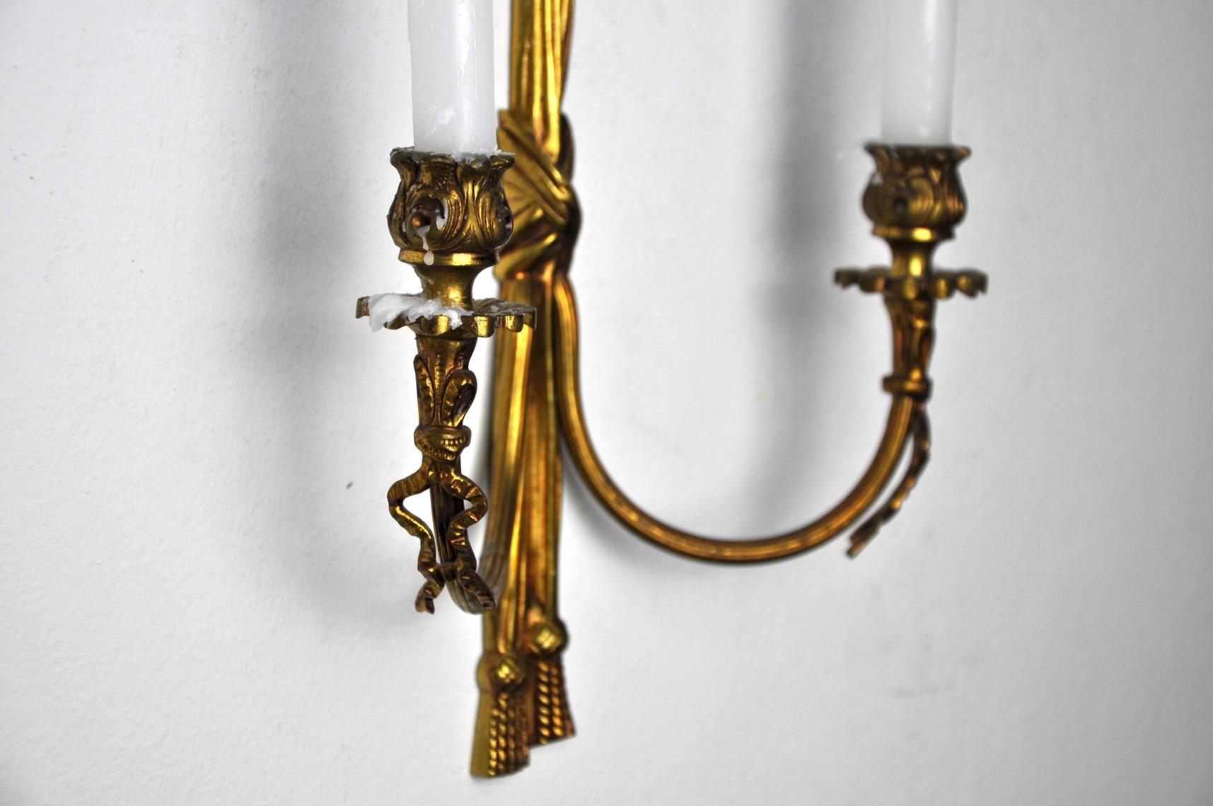 Pair of Brass Candlesticks, France, 1980 In Good Condition For Sale In BARCELONA, ES