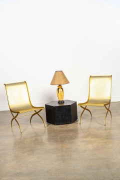 Coppia di sedie a pantofola "Cane" in ottone di Dan Johnson