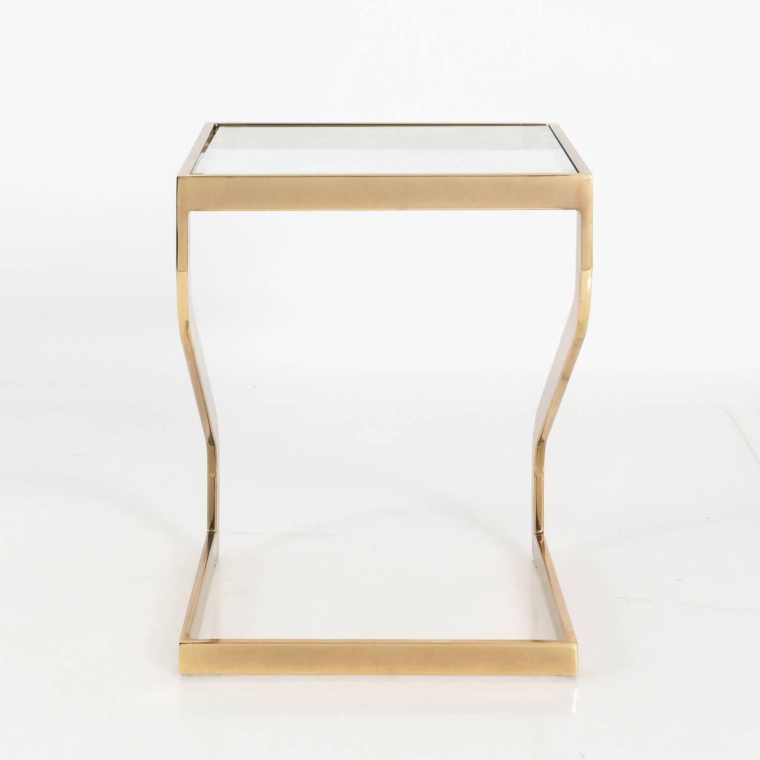 Pair of Brass Cantilever Side Tables For Sale 8
