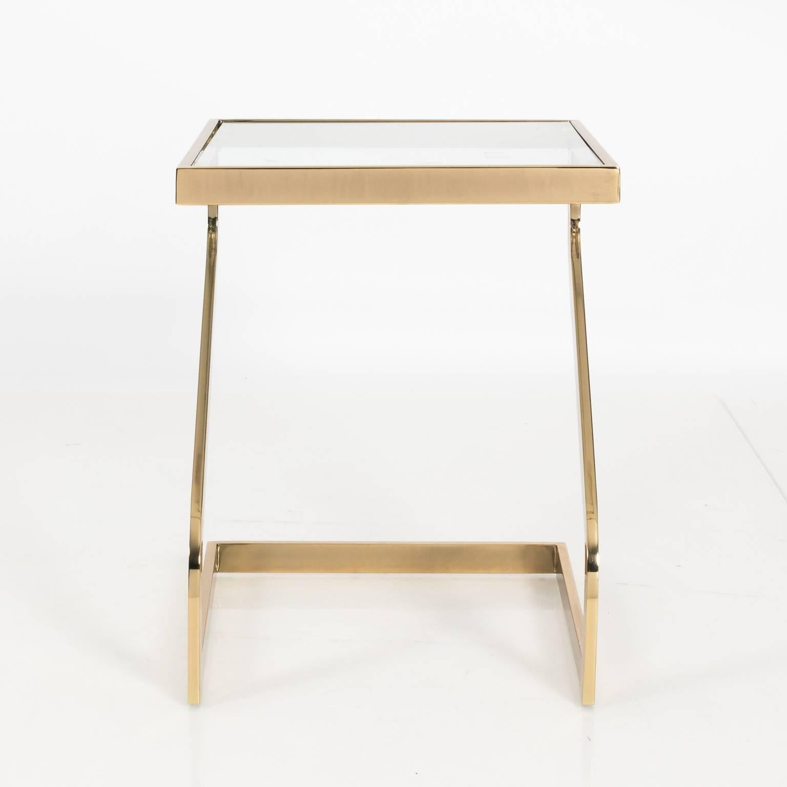 Pair of Brass Cantilever Side Tables For Sale 9