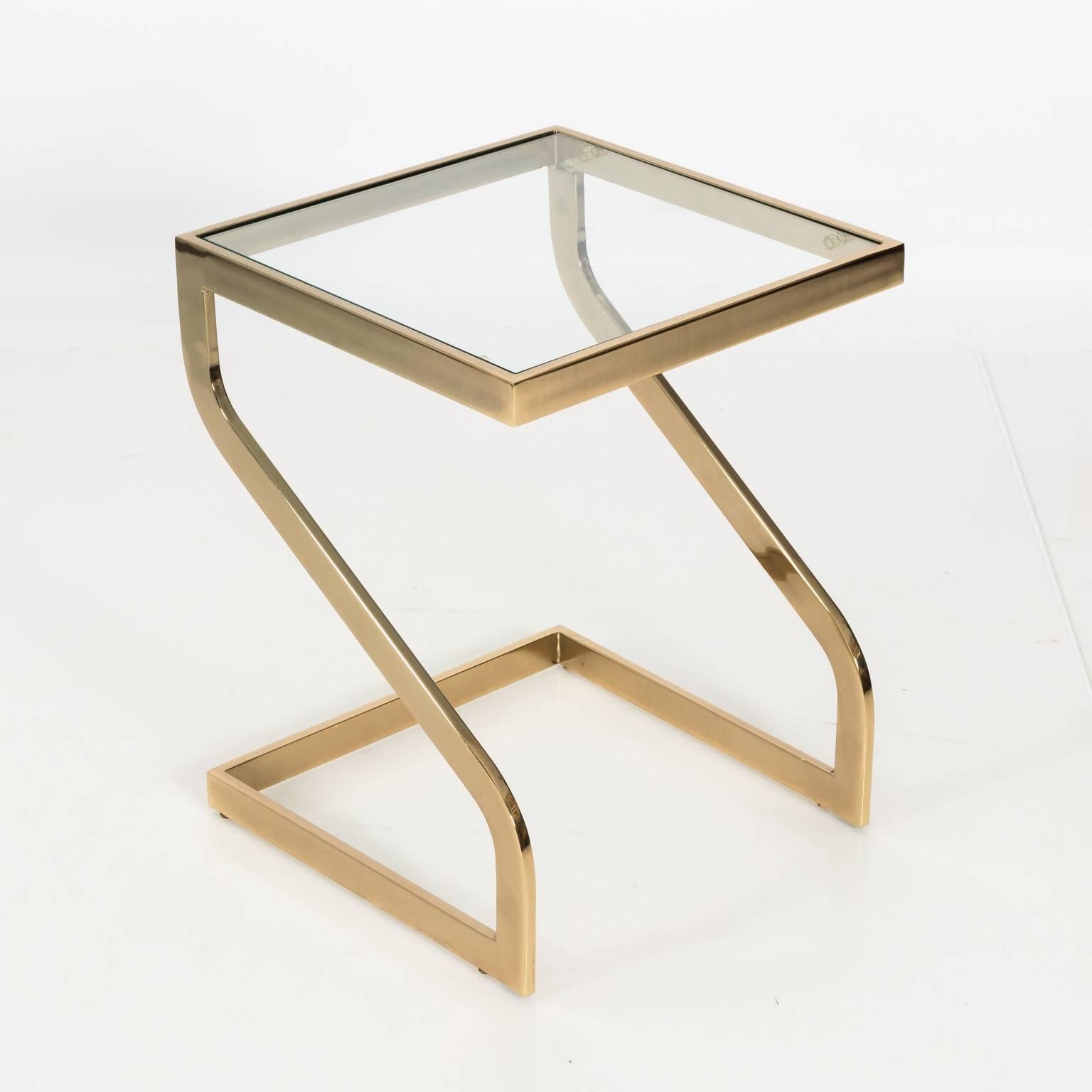 Pair of Brass Cantilever Side Tables For Sale 12