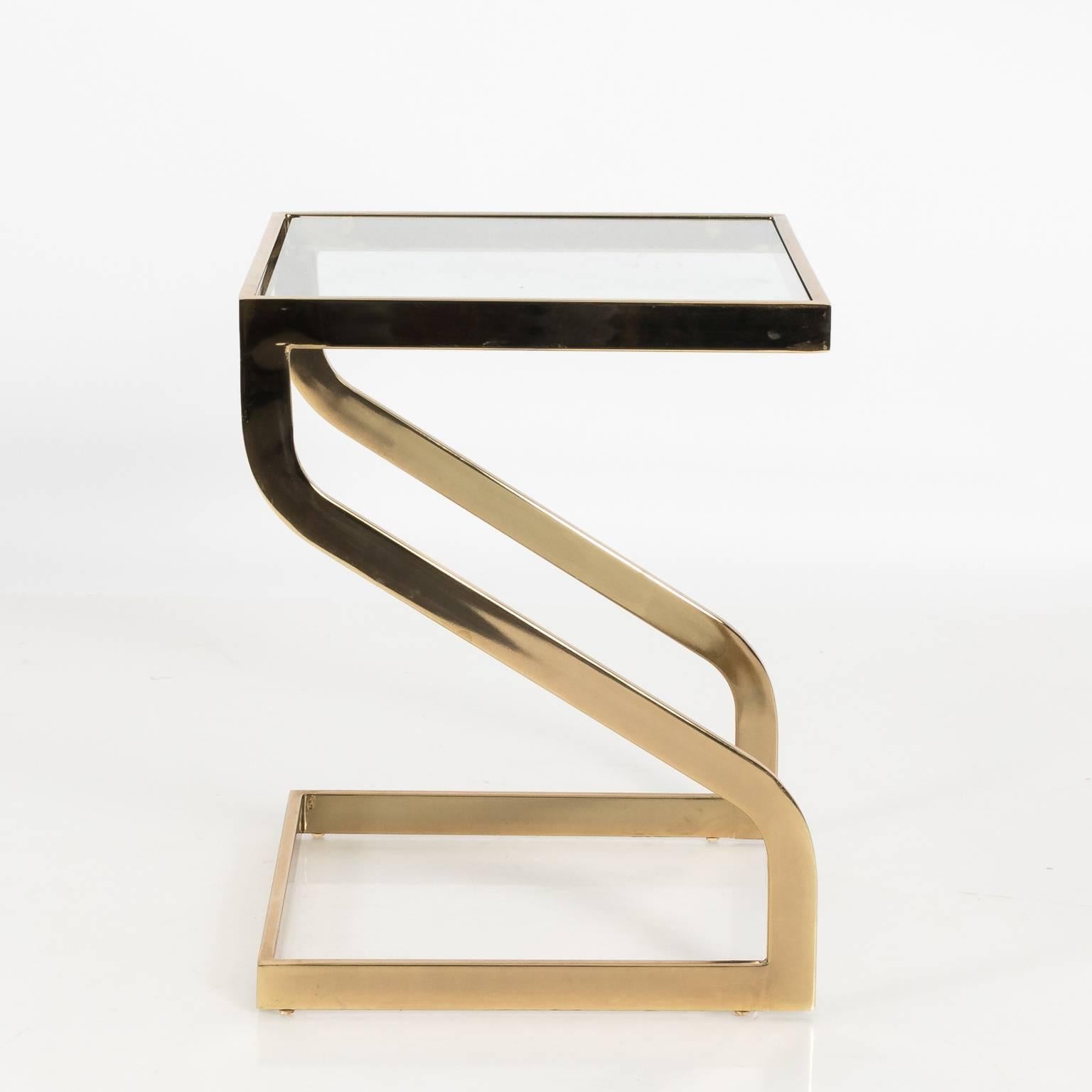 Pair of Brass Cantilever Side Tables For Sale 1