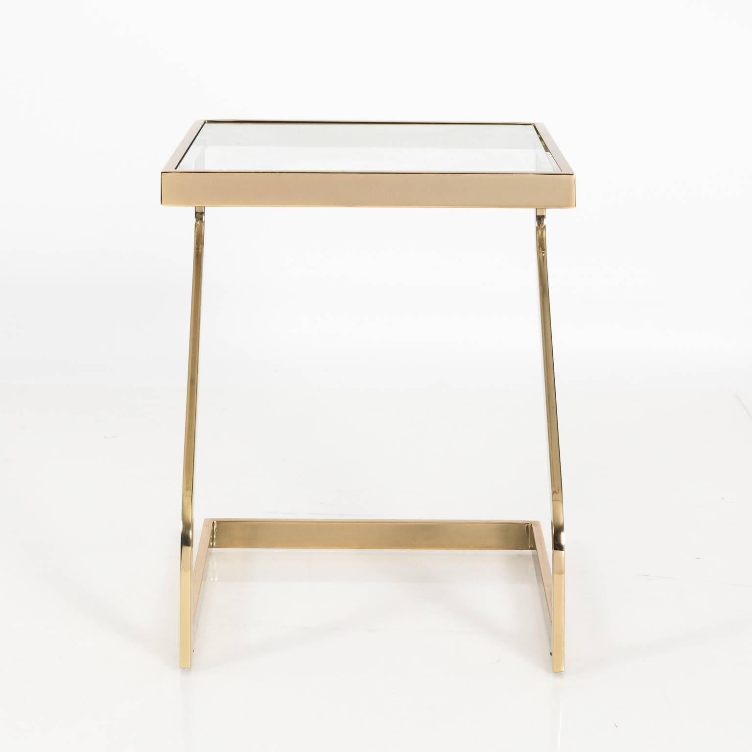 Pair of Brass Cantilever Side Tables For Sale 2