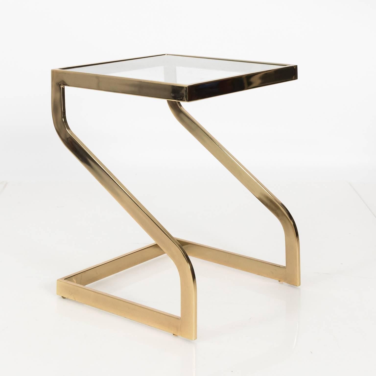 Pair of Brass Cantilever Side Tables For Sale 3