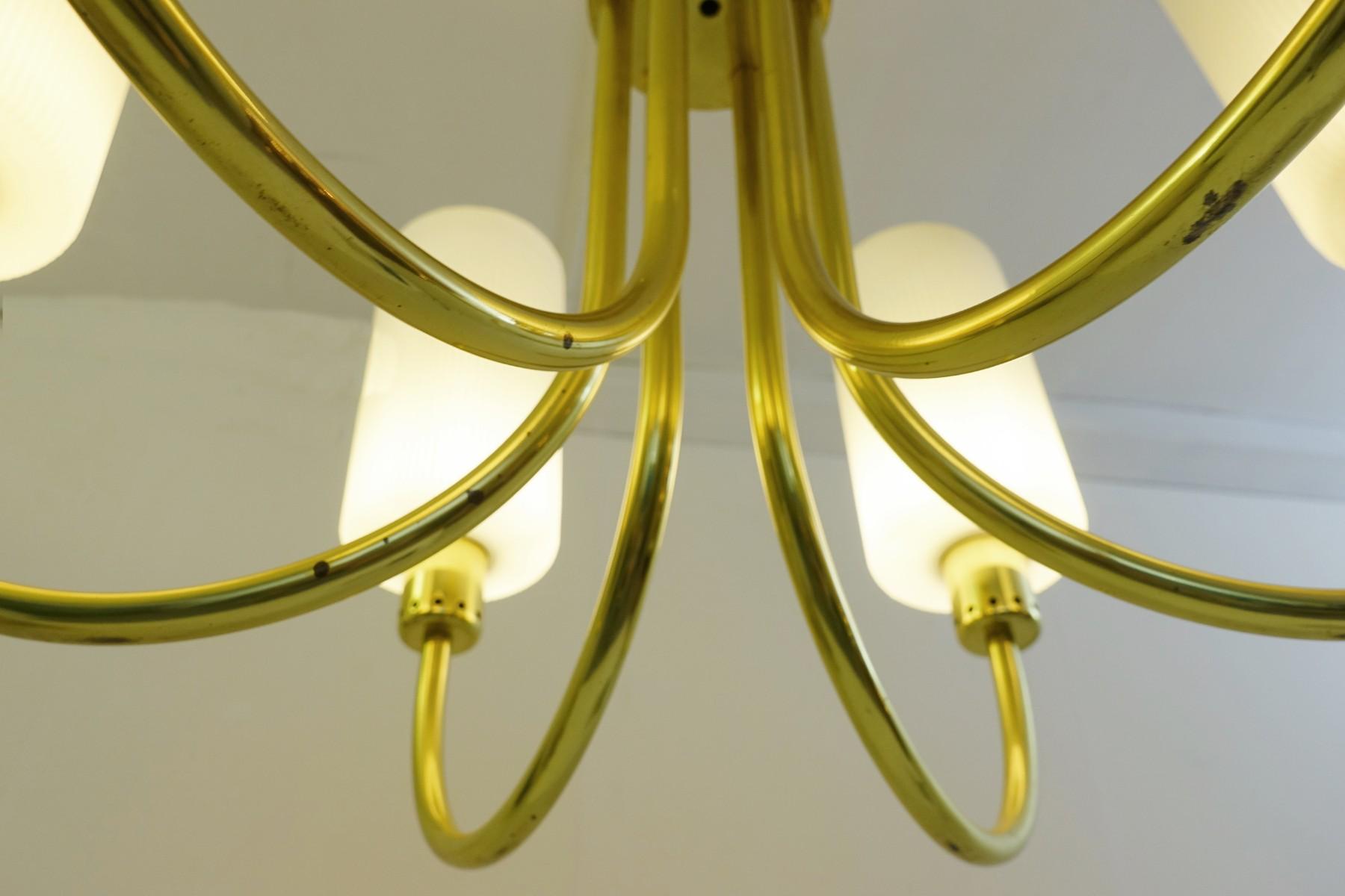Mid-Century Modern Pair of Brass Ceiling Lights, Italy, circa 1960 For Sale