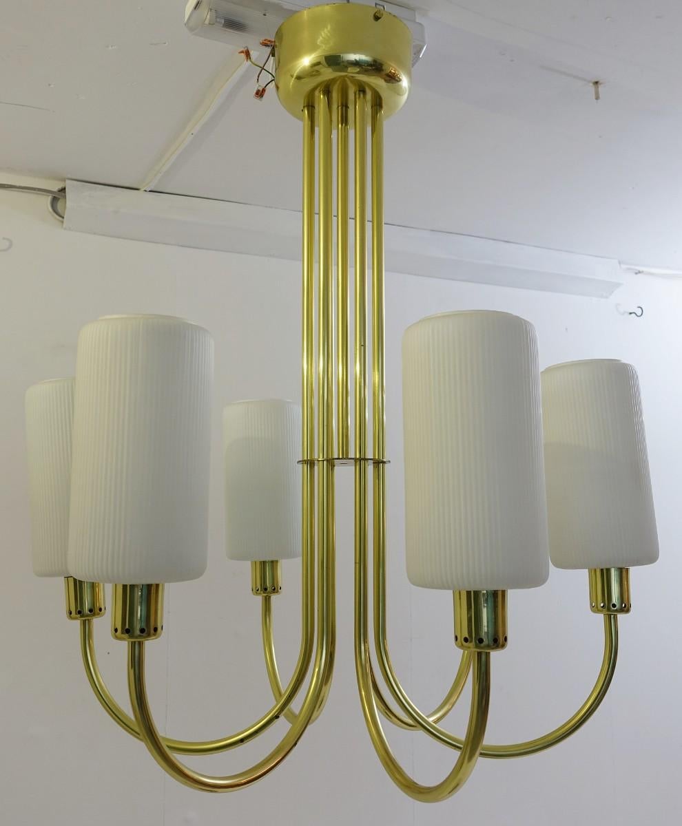 Mid-20th Century Pair of Brass Ceiling Lights, Italy, circa 1960 For Sale