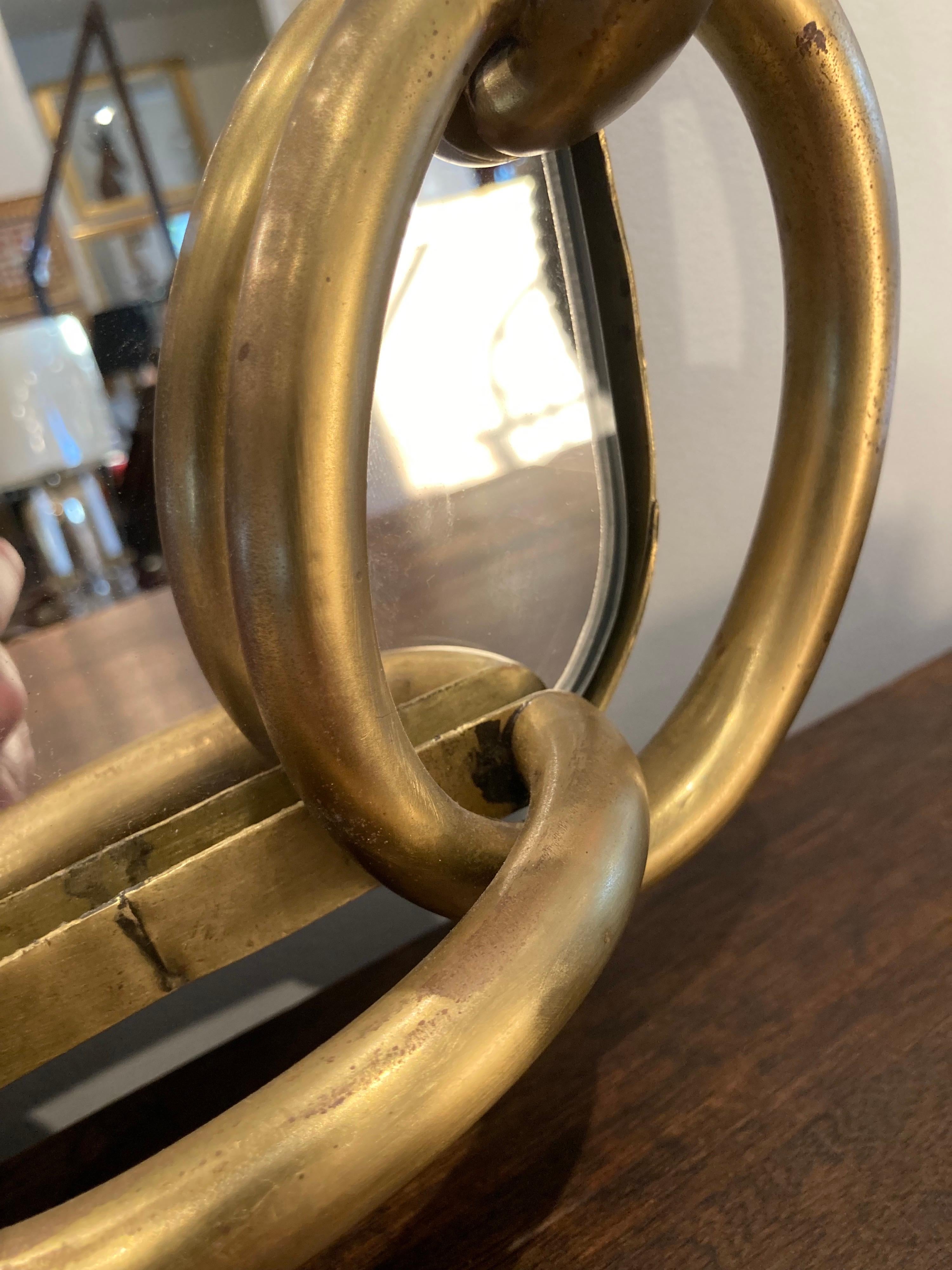 Pair of Brass Chain Frame Mirrors 3