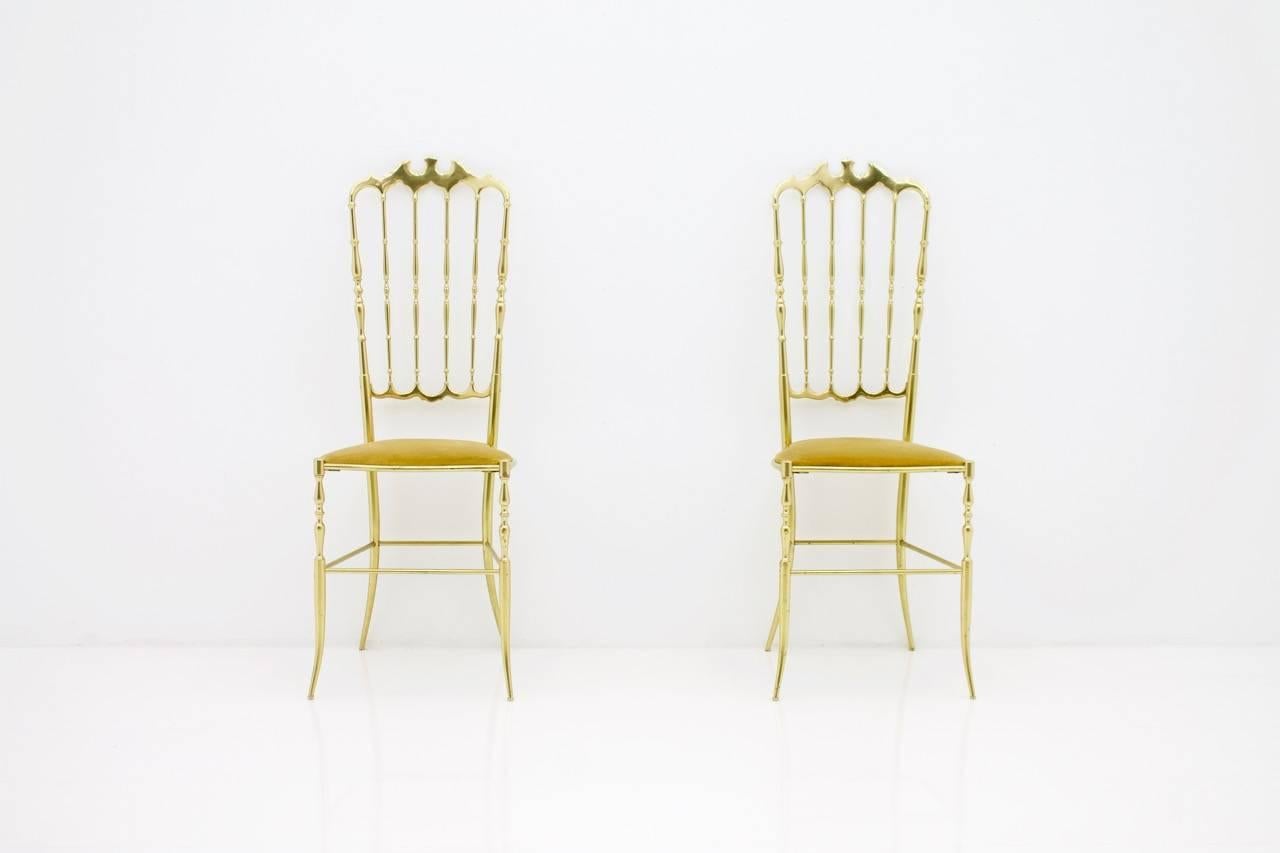 Pair of Brass Chairs by Chiavari Italy, 1960s 4