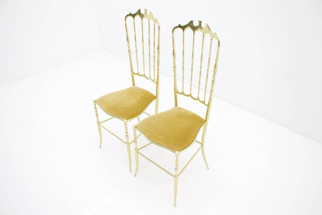 Hollywood Regency Pair of Brass Chairs by Chiavari Italy, 1960s