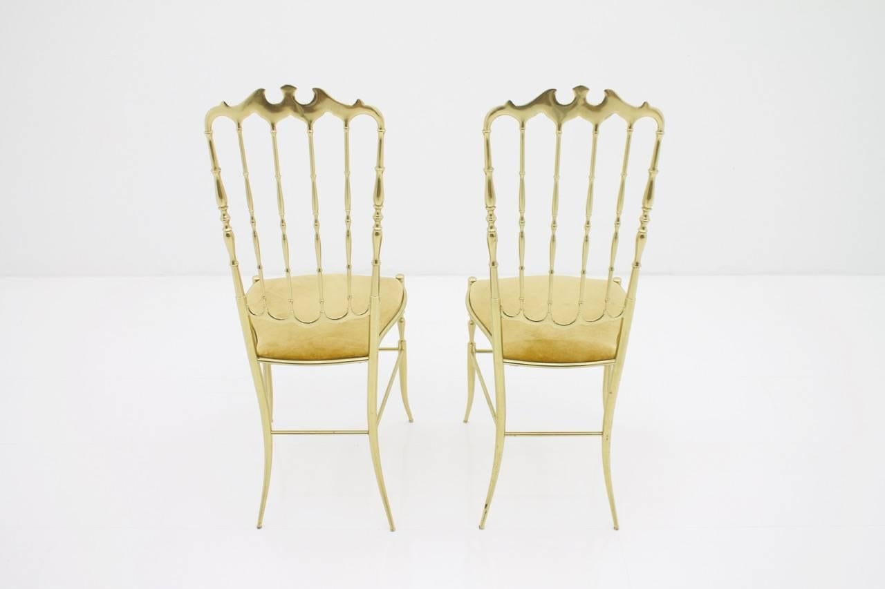 Pair of Brass Chairs by Chiavari Italy, 1960s In Good Condition In Frankfurt / Dreieich, DE
