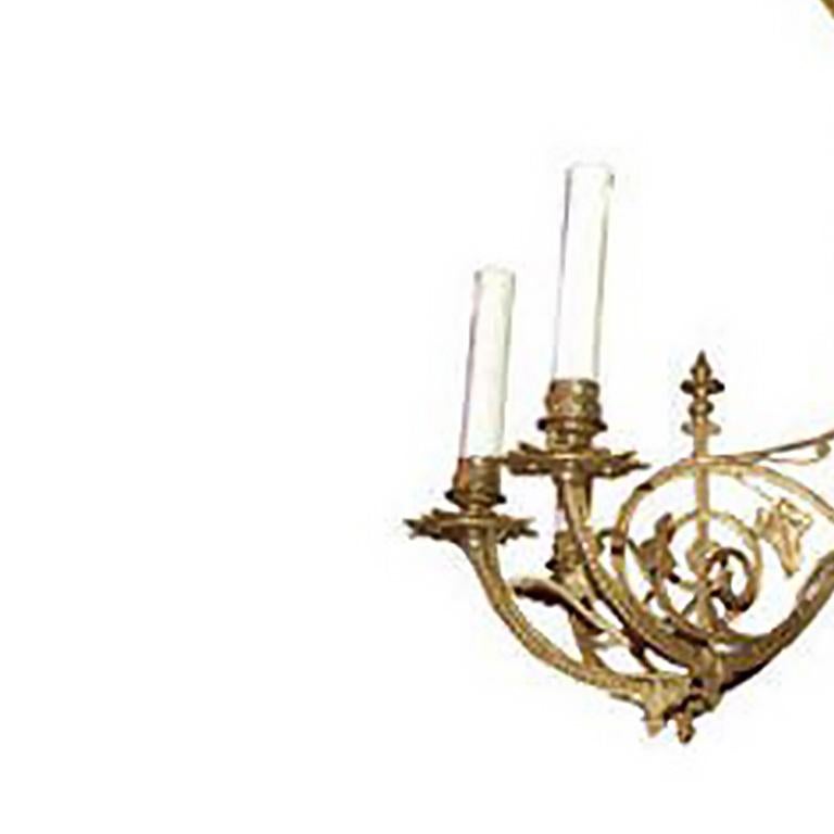 19th Century Pair of Brass Chandeliers by Thomas Gruenberg For Sale