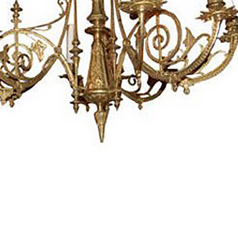Pair of Brass Chandeliers by Thomas Gruenberg For Sale 1