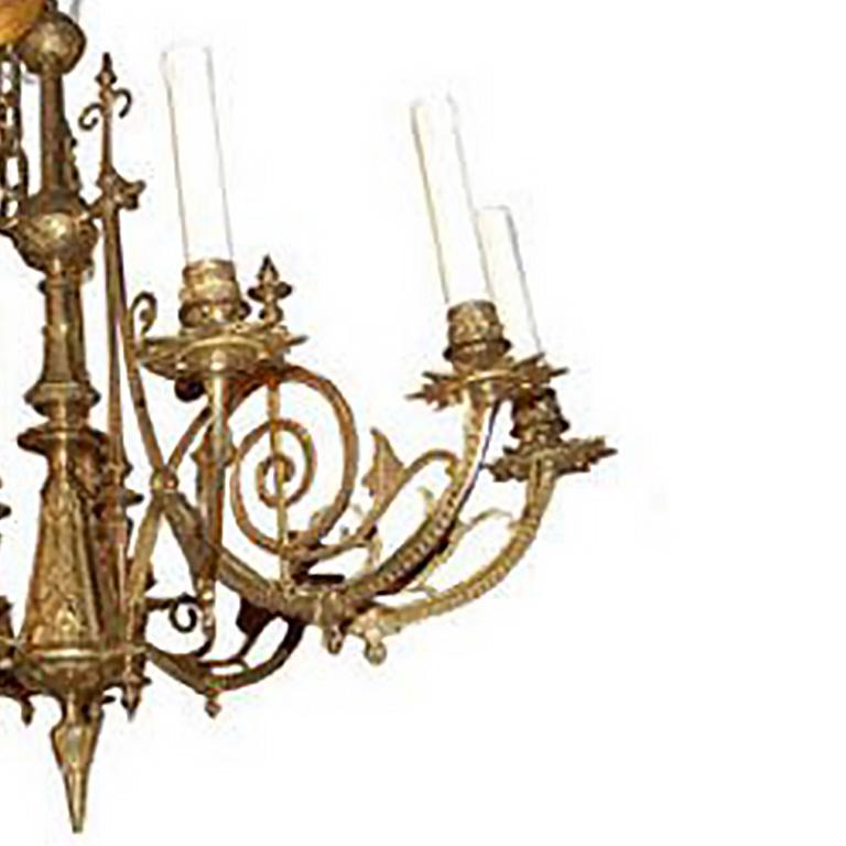 Pair of Brass Chandeliers by Thomas Gruenberg For Sale 2