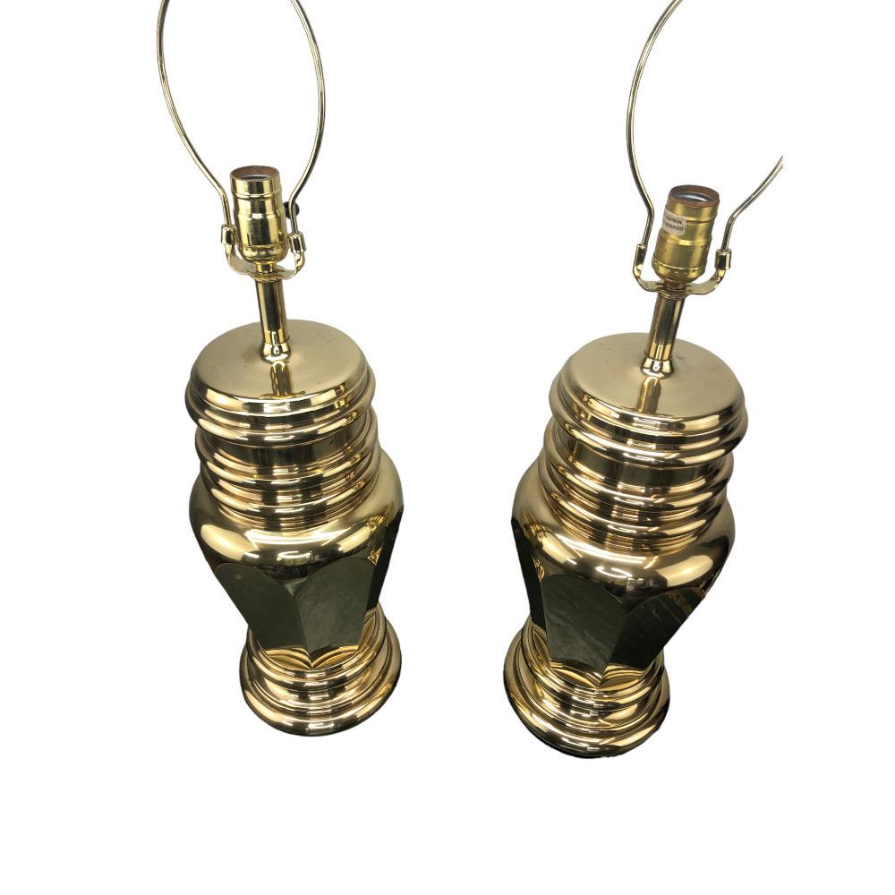 Late 20th Century Pair of Vintage Brass Chapman Lamps For Sale