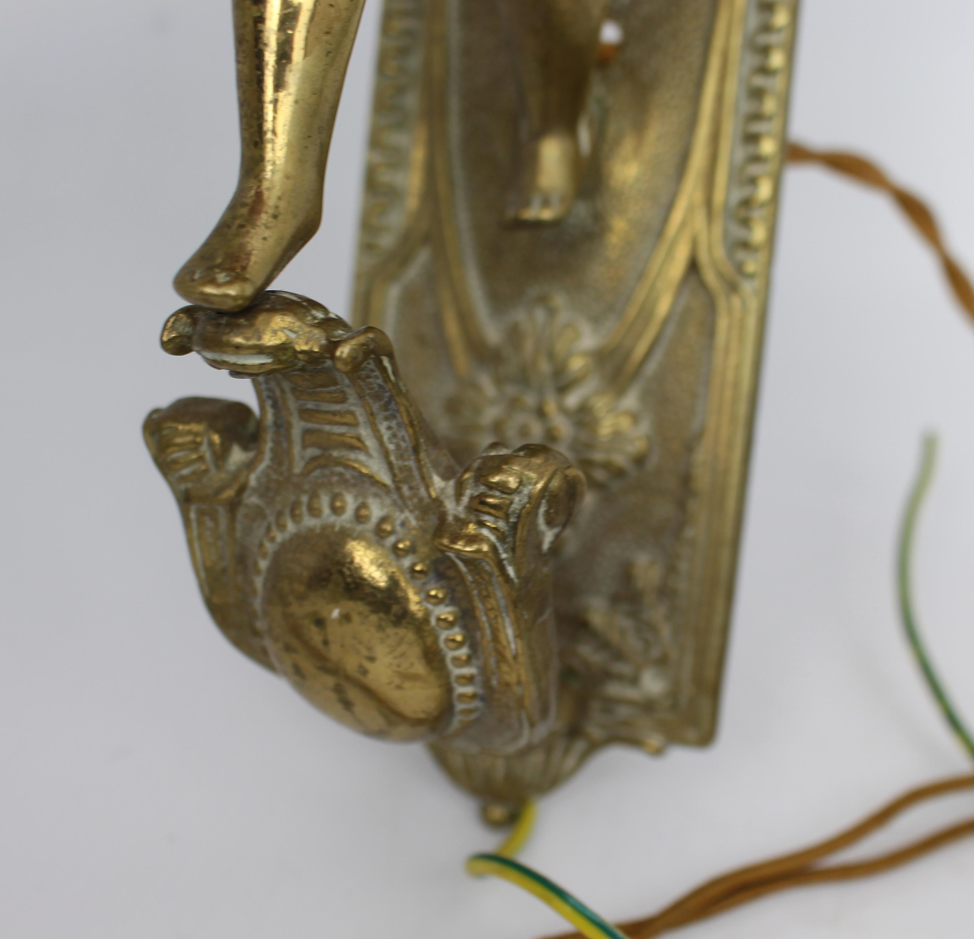 Paire d'appliques en laiton avec chérubin, Vintage, 20e siècle en vente 3
