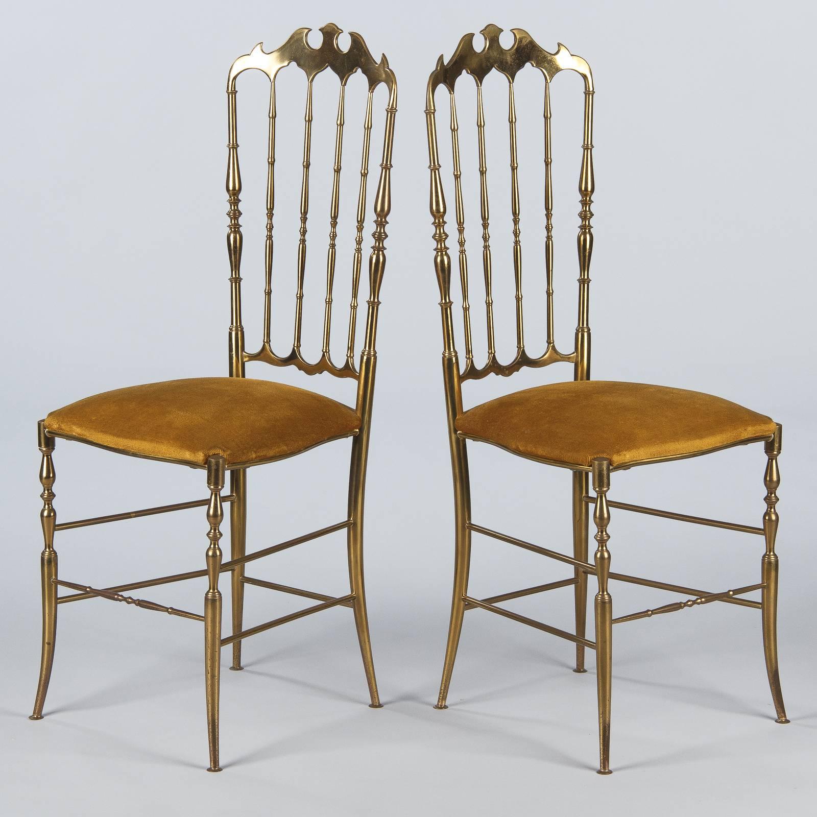Pair of Brass Chiavari Chairs, Italy, 1960s 4