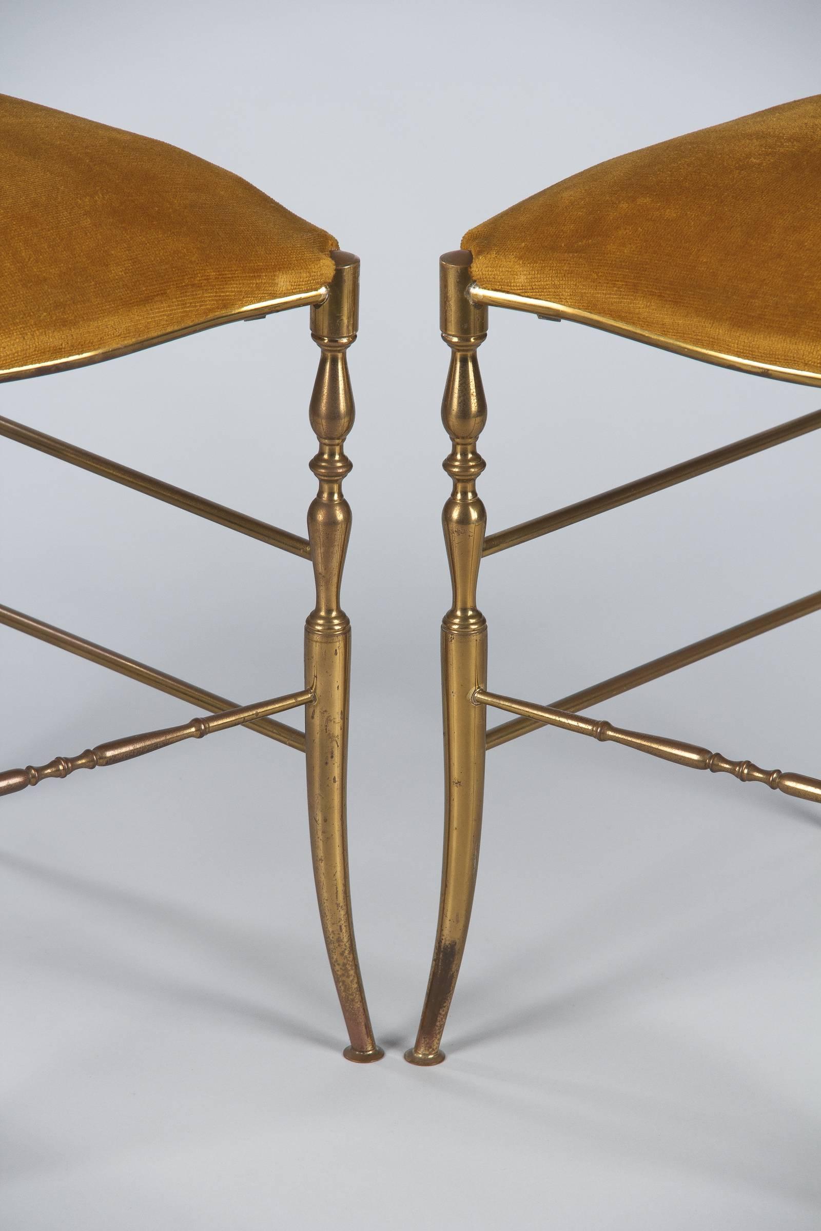 Pair of Brass Chiavari Chairs, Italy, 1960s 5