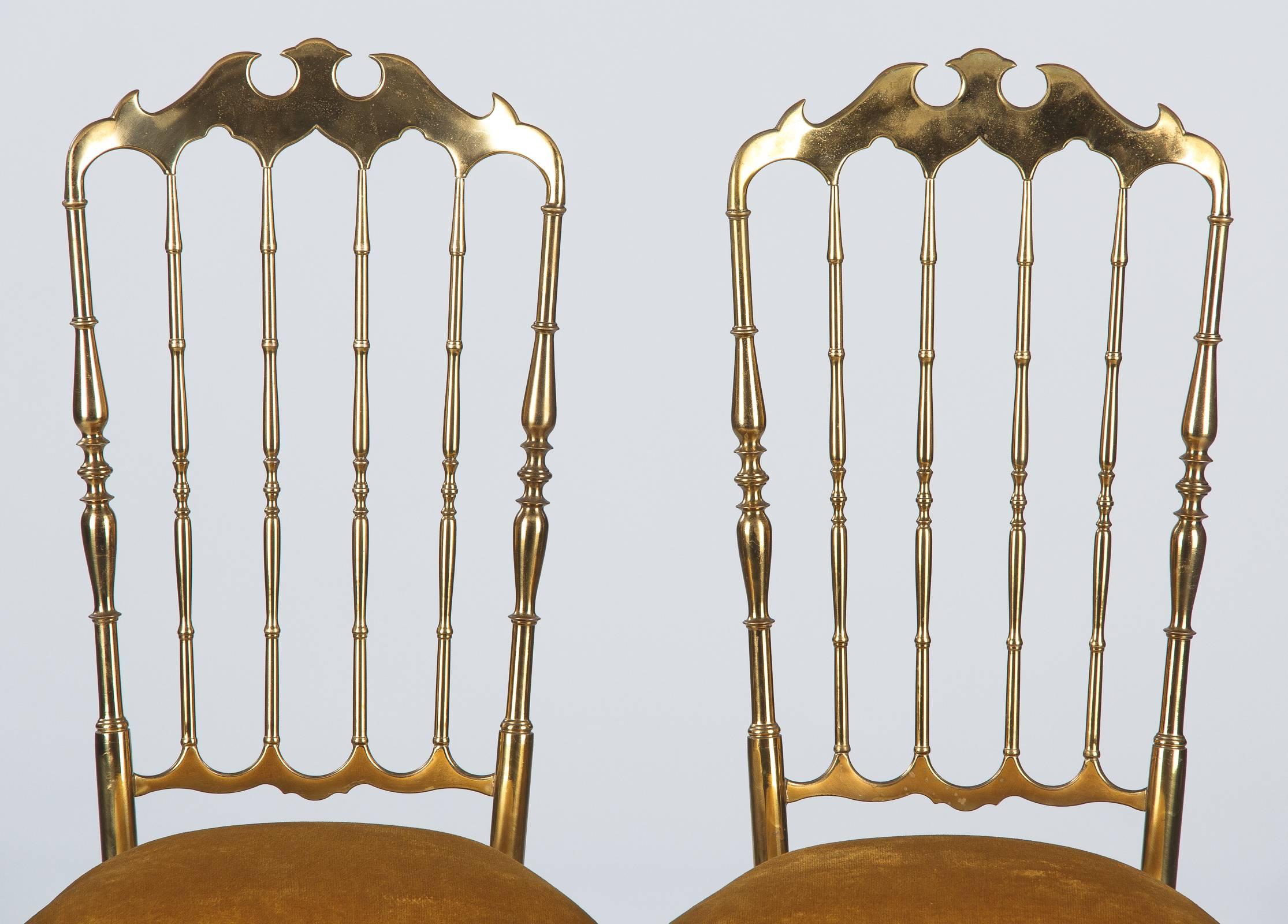 Pair of Brass Chiavari Chairs, Italy, 1960s 6