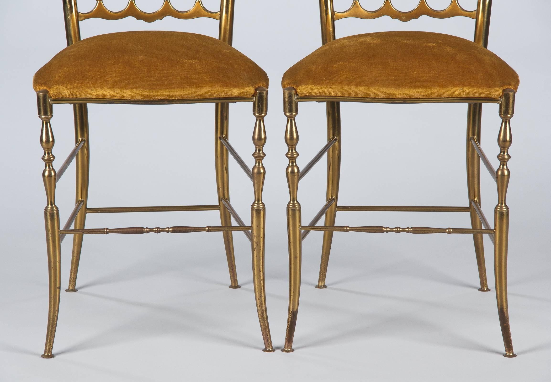 Pair of Brass Chiavari Chairs, Italy, 1960s 7