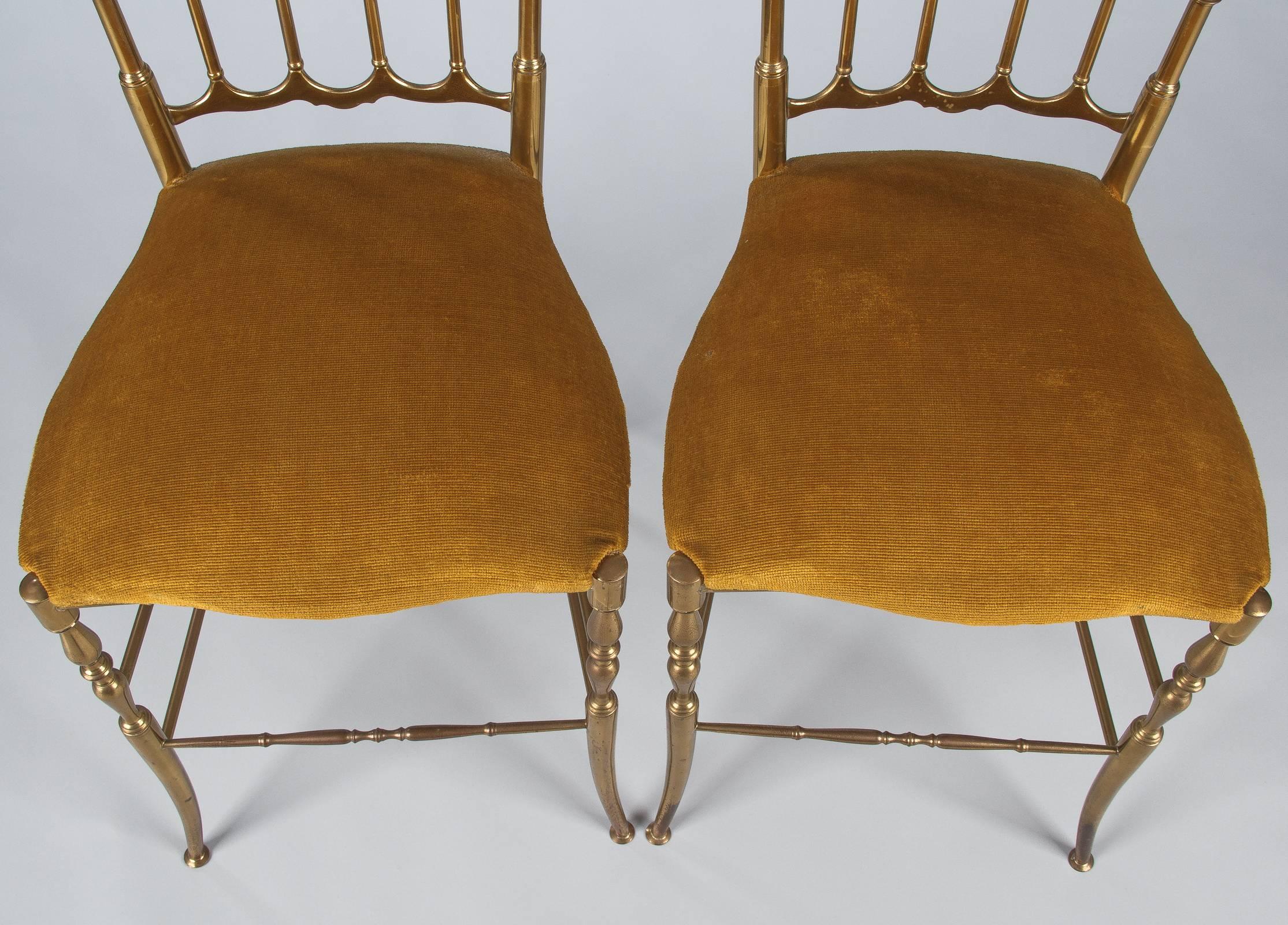 Pair of Brass Chiavari Chairs, Italy, 1960s 8