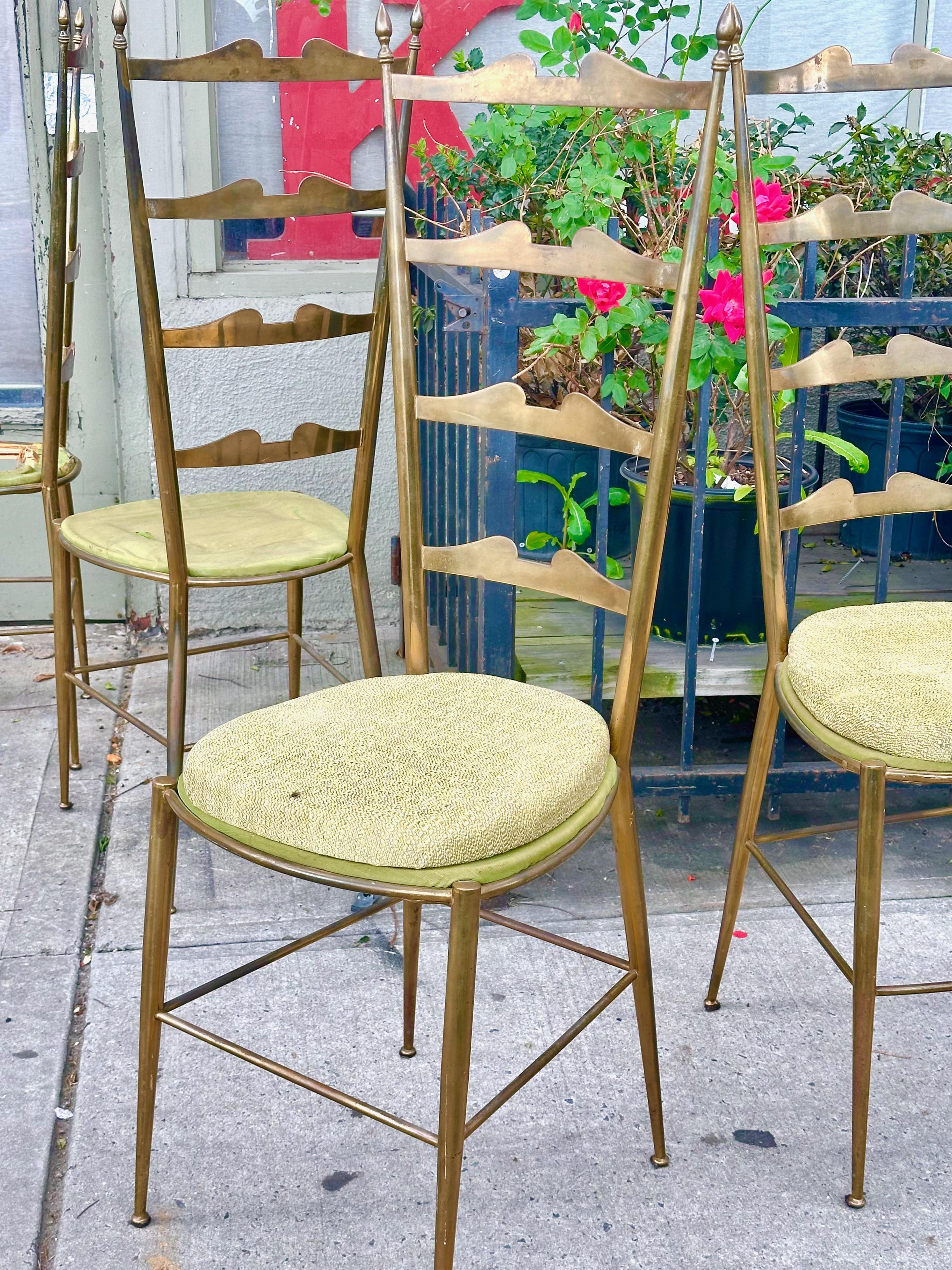 Six Brass Chiavari Ladder Back Chairs For Sale 11