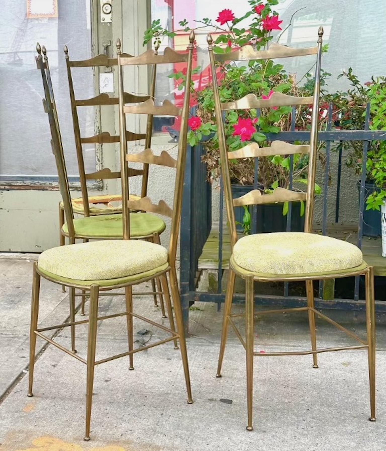 Six Brass Chiavari Ladder Back Chairs For Sale 12