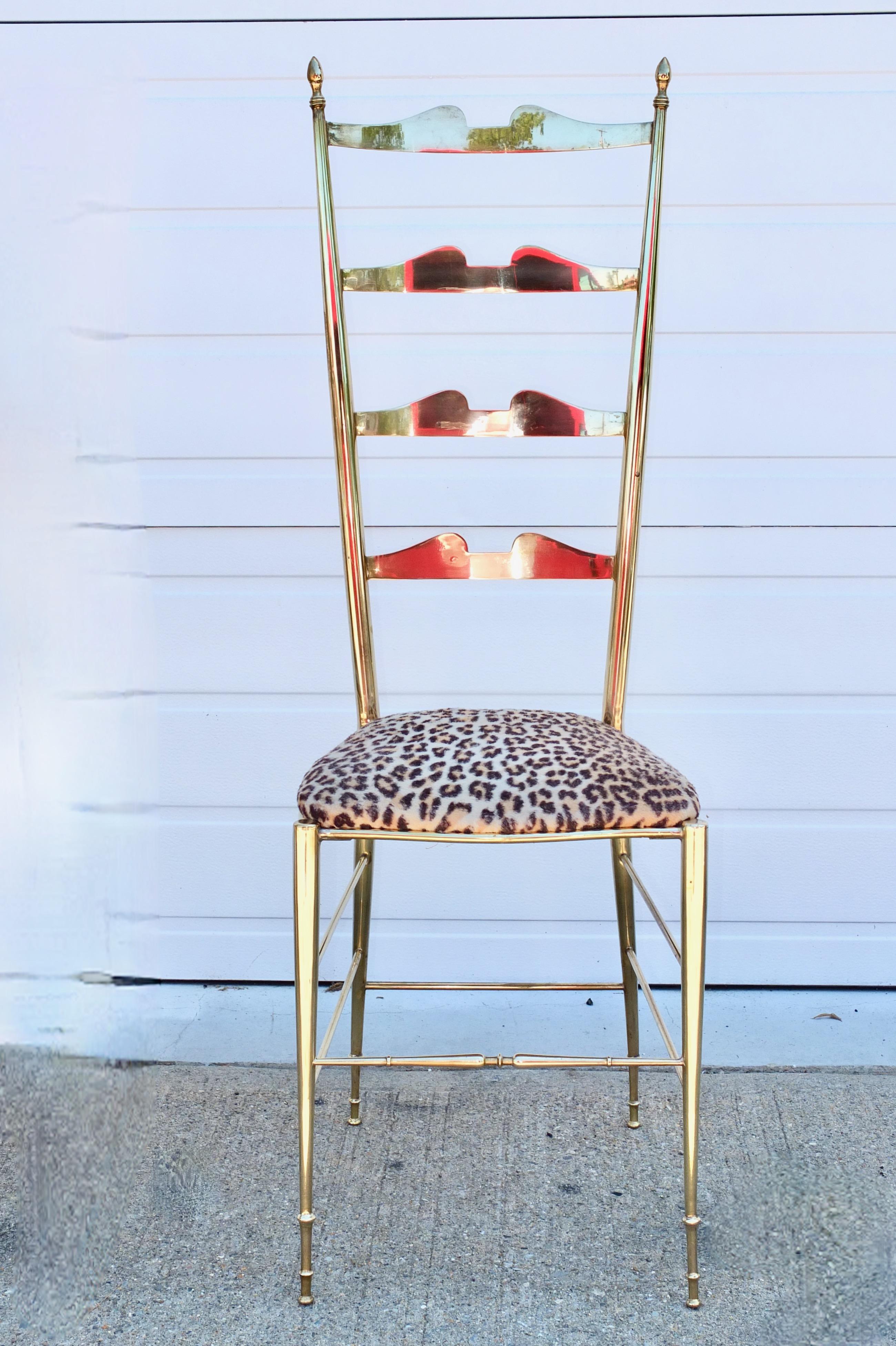 Mid-20th Century Six Brass Chiavari Ladder Back Chairs For Sale