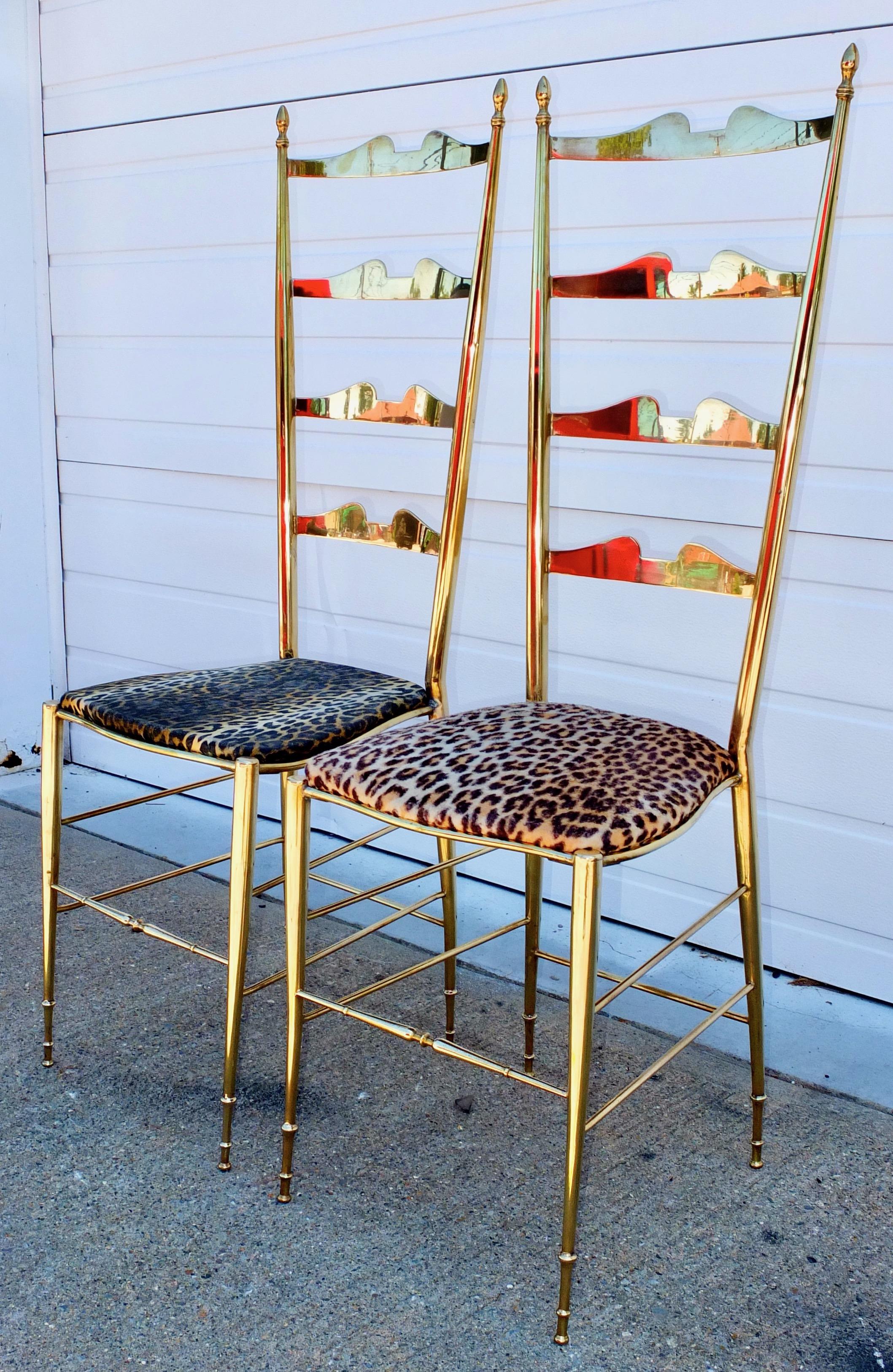 Six Brass Chiavari Ladder Back Chairs For Sale 3