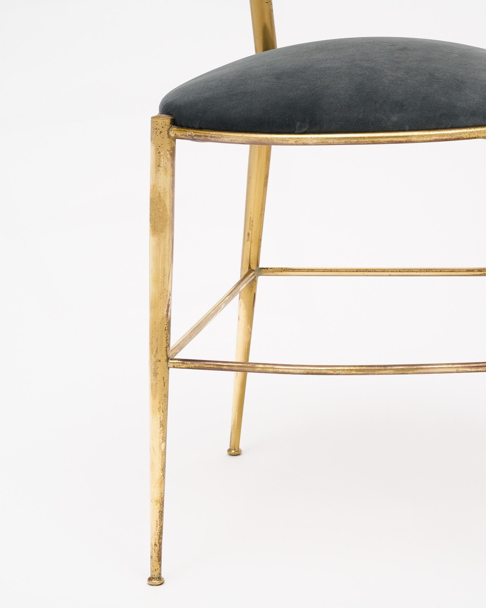 Mid-20th Century Pair of Brass Chiavari Side Chairs For Sale