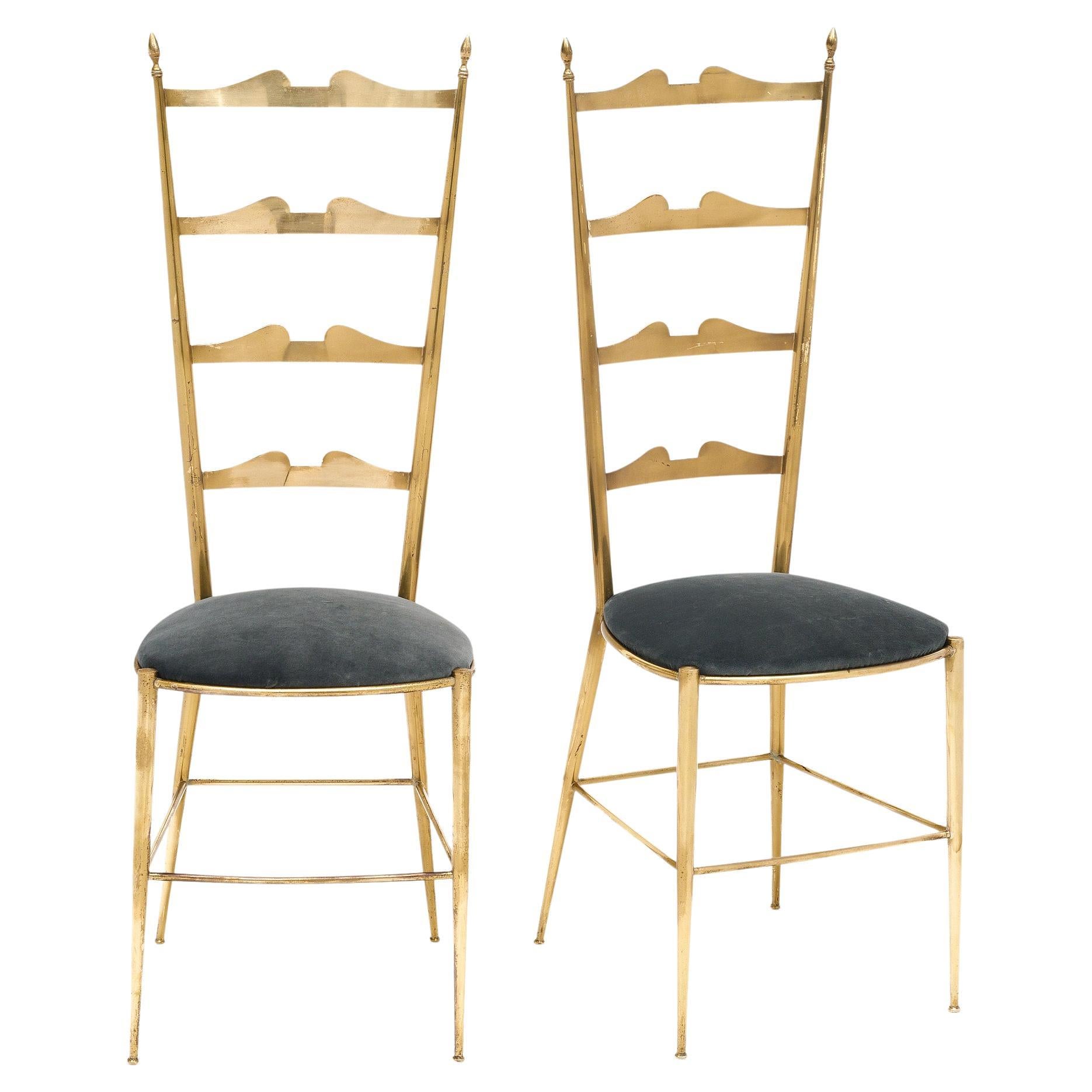 Pair of Brass Chiavari Side Chairs