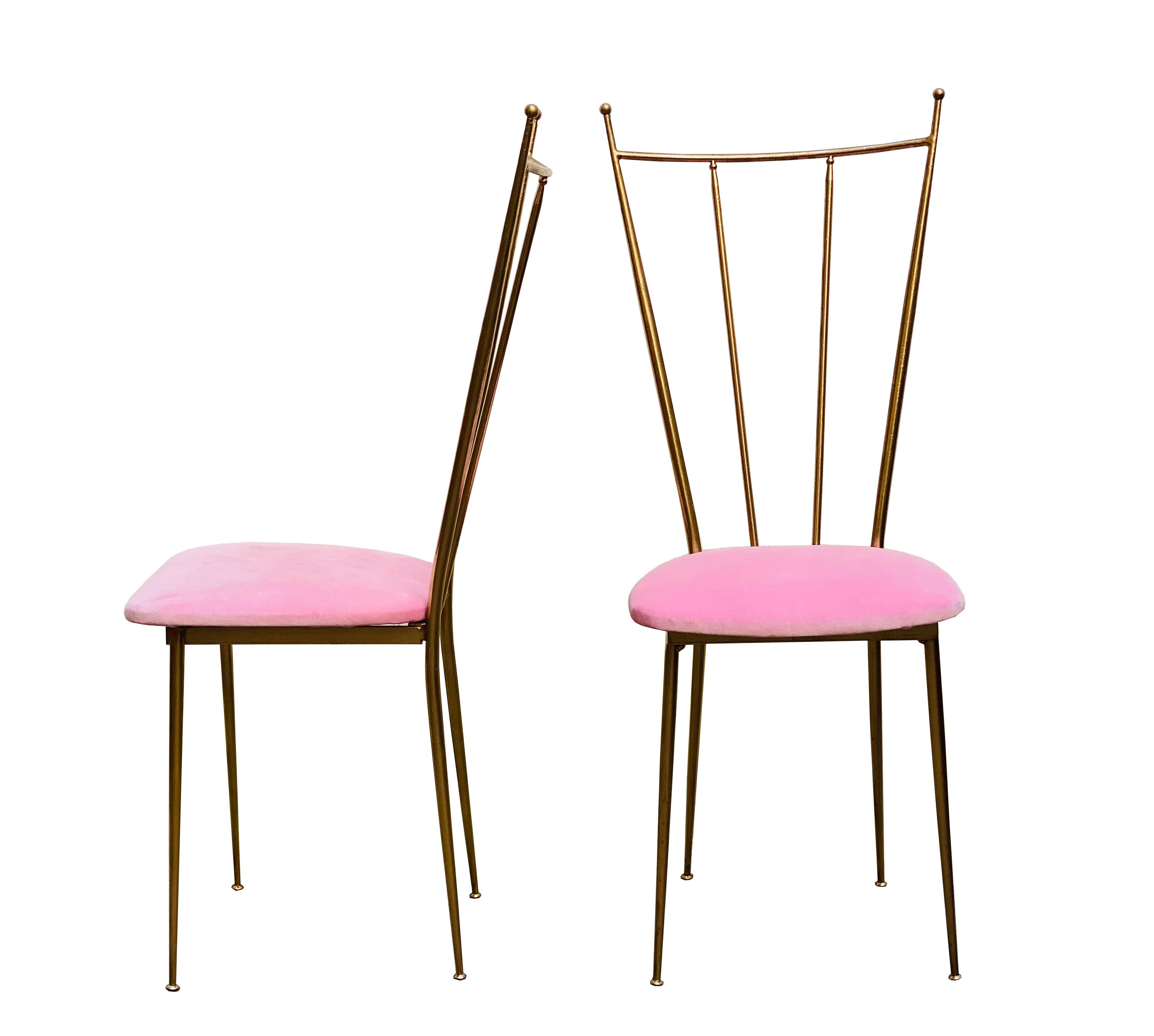 Mid-Century Modern Pair of Brass Chiavarina Chairs, Italy 1960s