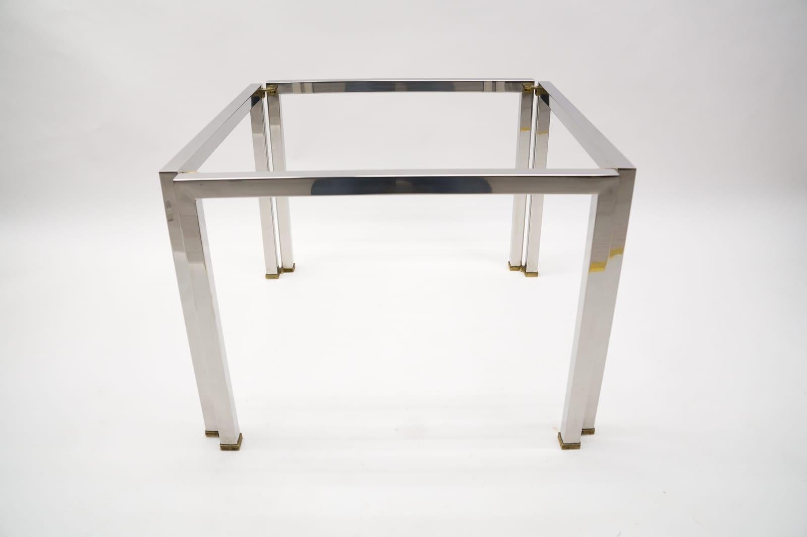 Mid-20th Century Pair of Brass, Chrome and Glass T28 Coffee Tables by Peter Ghyczy, 1970s Germany For Sale
