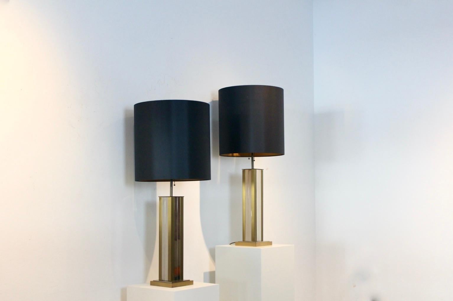 Pair of Brass Chrome Mid-Century Modern Willy Rizzo Table Lamps 7