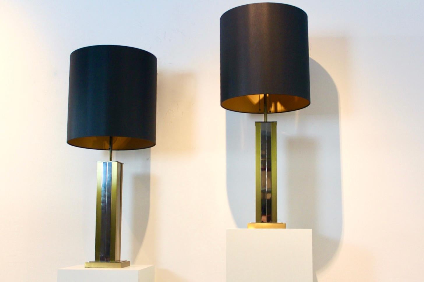 Pair of Brass Chrome Mid-Century Modern Willy Rizzo Table Lamps 4