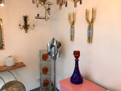 Pair of Brass Chrome Sconces by Romeo Rega, Italy, 1970s
