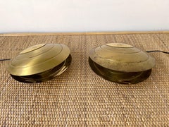 Pair of Brass Clam Lamps by Angelo Brotto. Italy, 1970s