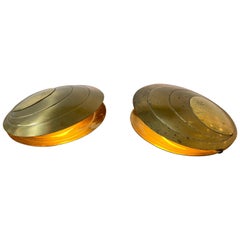 Pair of Brass Clam Lamps by Angelo Brotto. Italy, 1970s