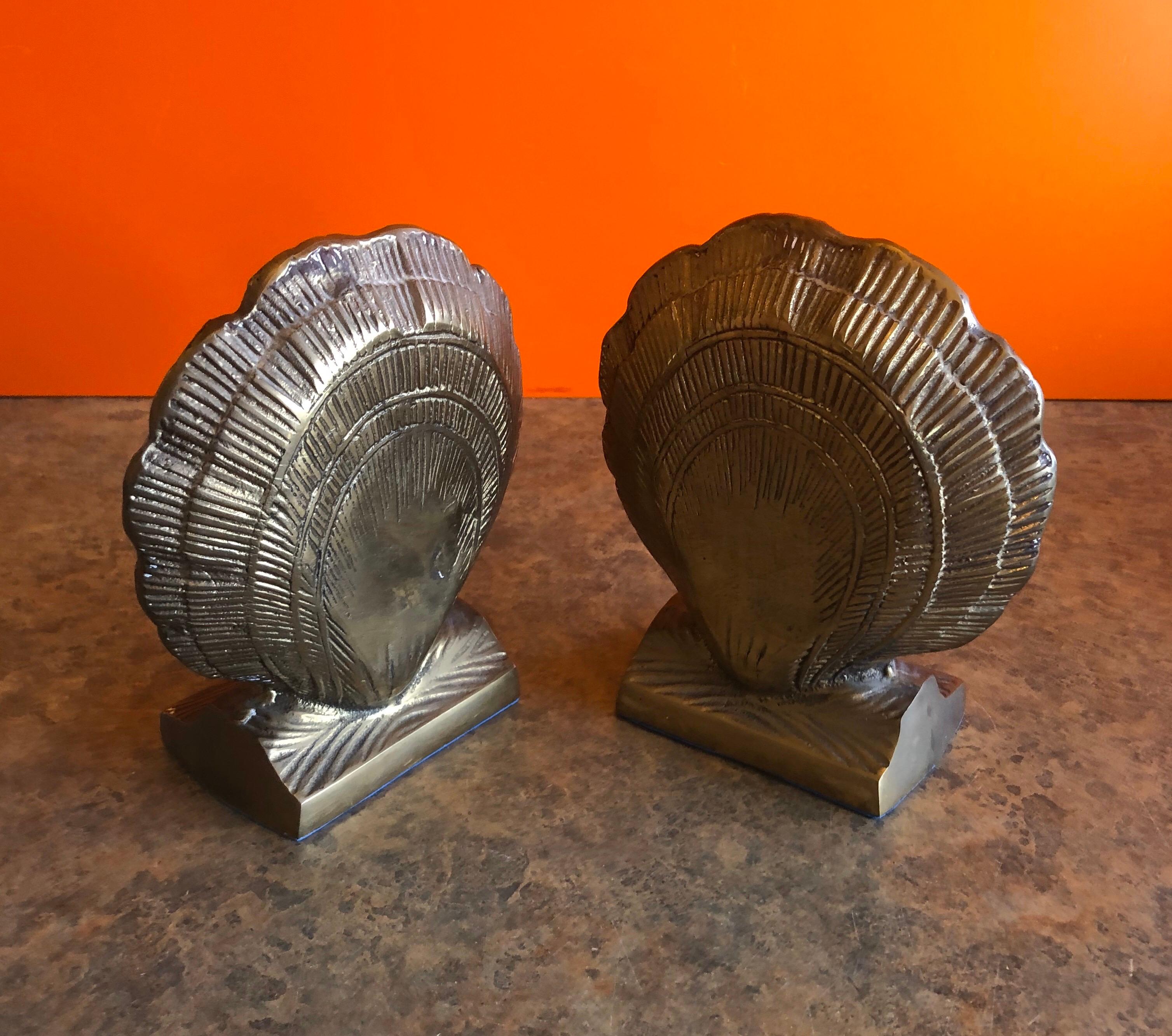 Korean Pair of Brass Clam Shell Bookends