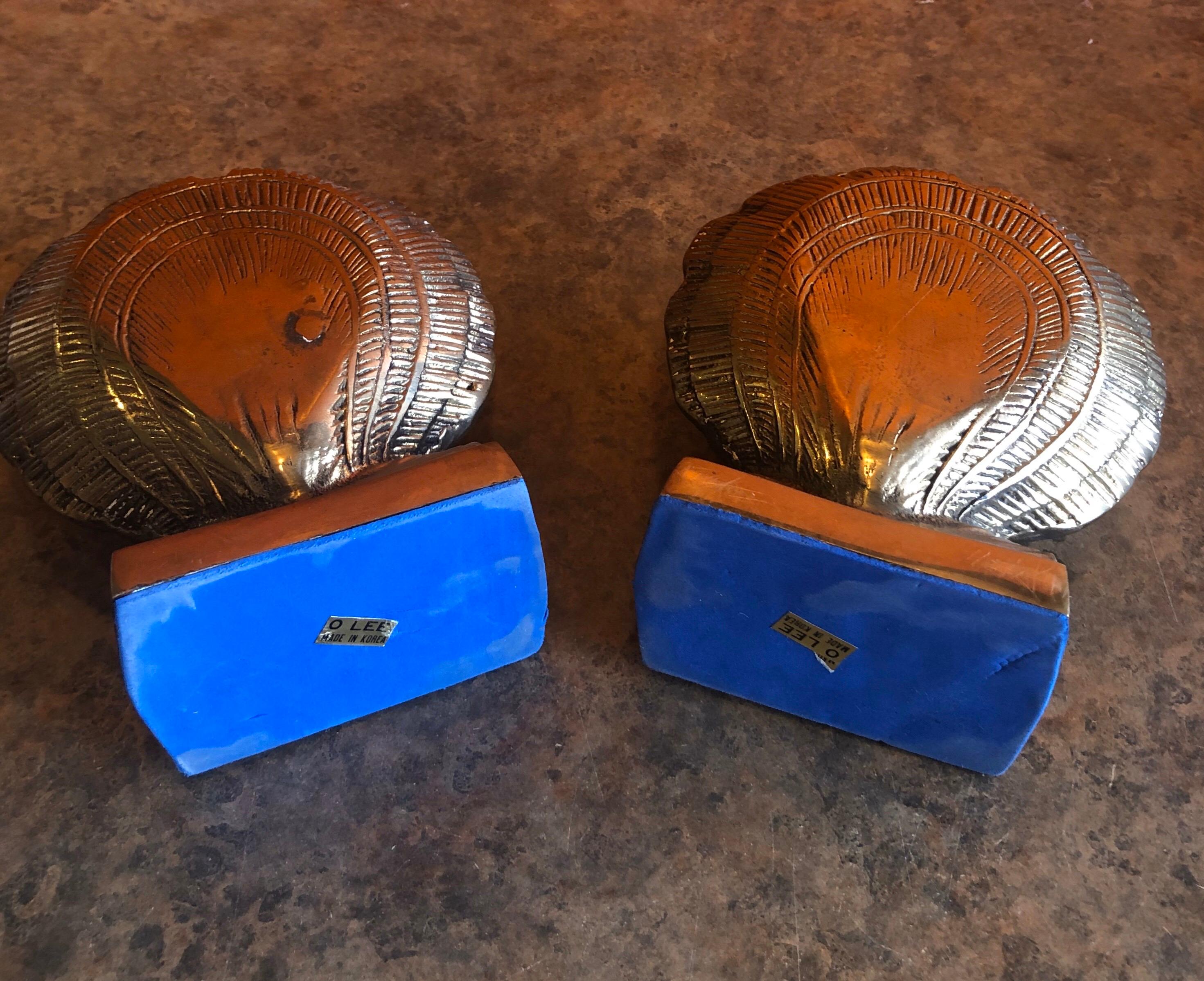 20th Century Pair of Brass Clam Shell Bookends
