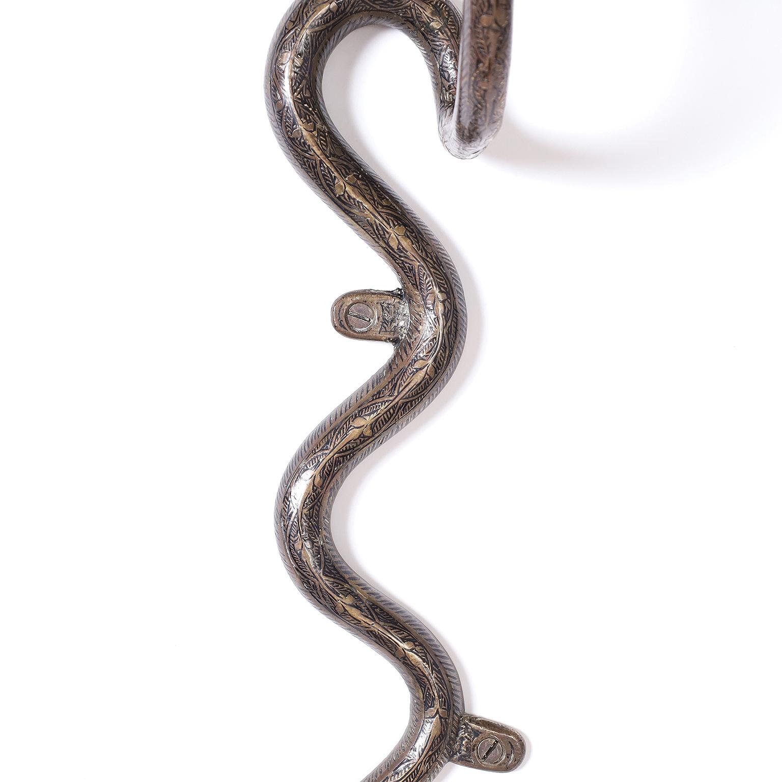Indian Pair of Brass Cobra or Snake Sconces