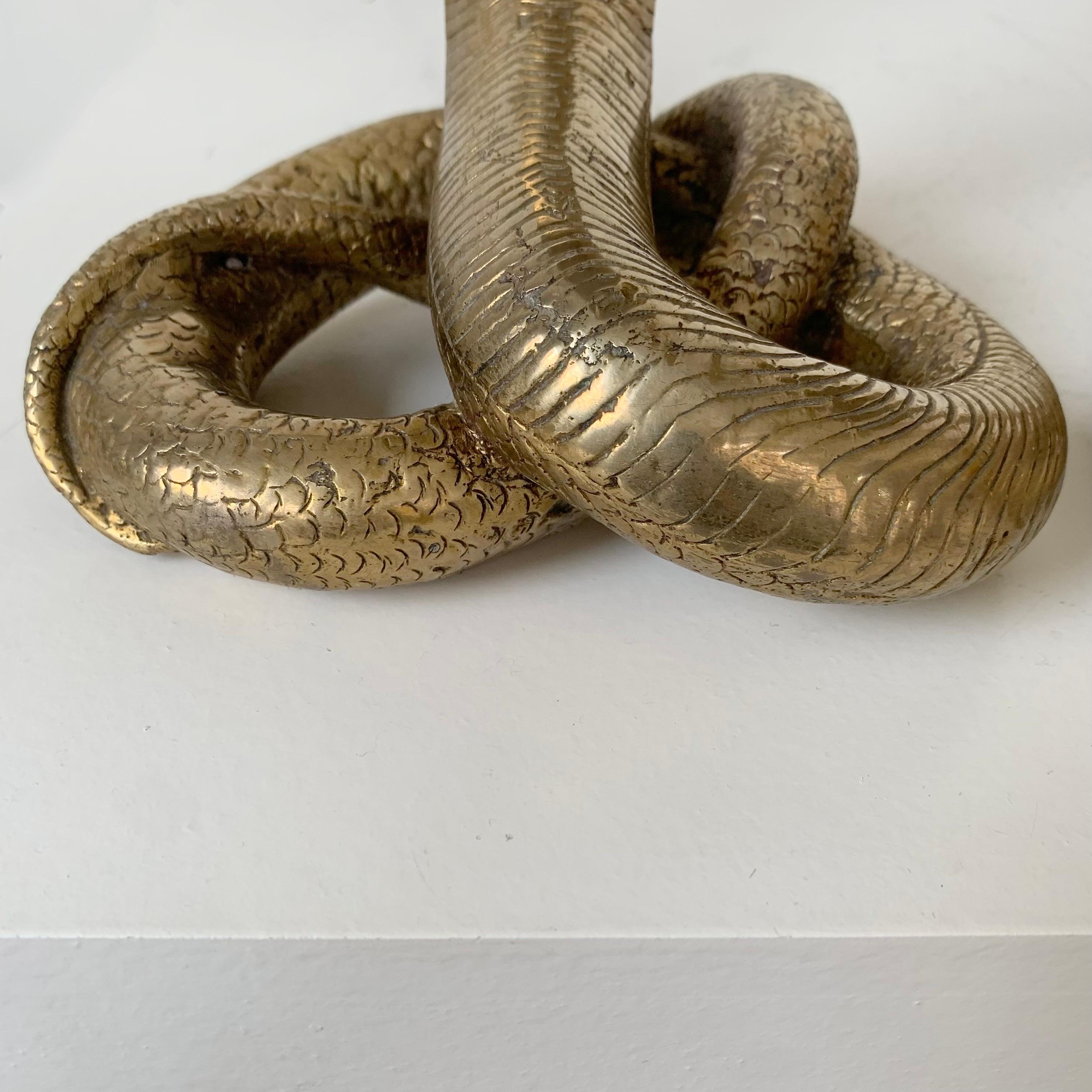 Paar Cobra-Tischlampen aus Messing, um 1970, Frankreich im Angebot 2