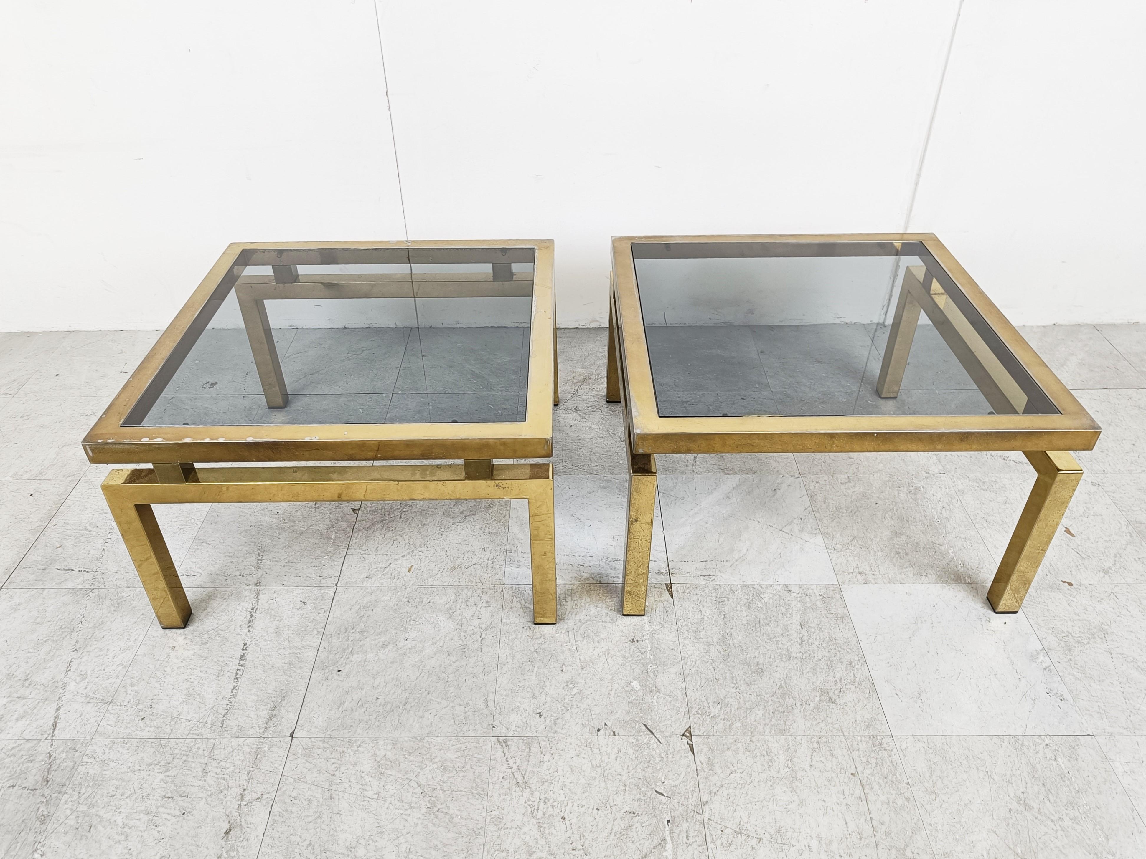 Belgian Pair of Brass Coffee Tables, 1970s 