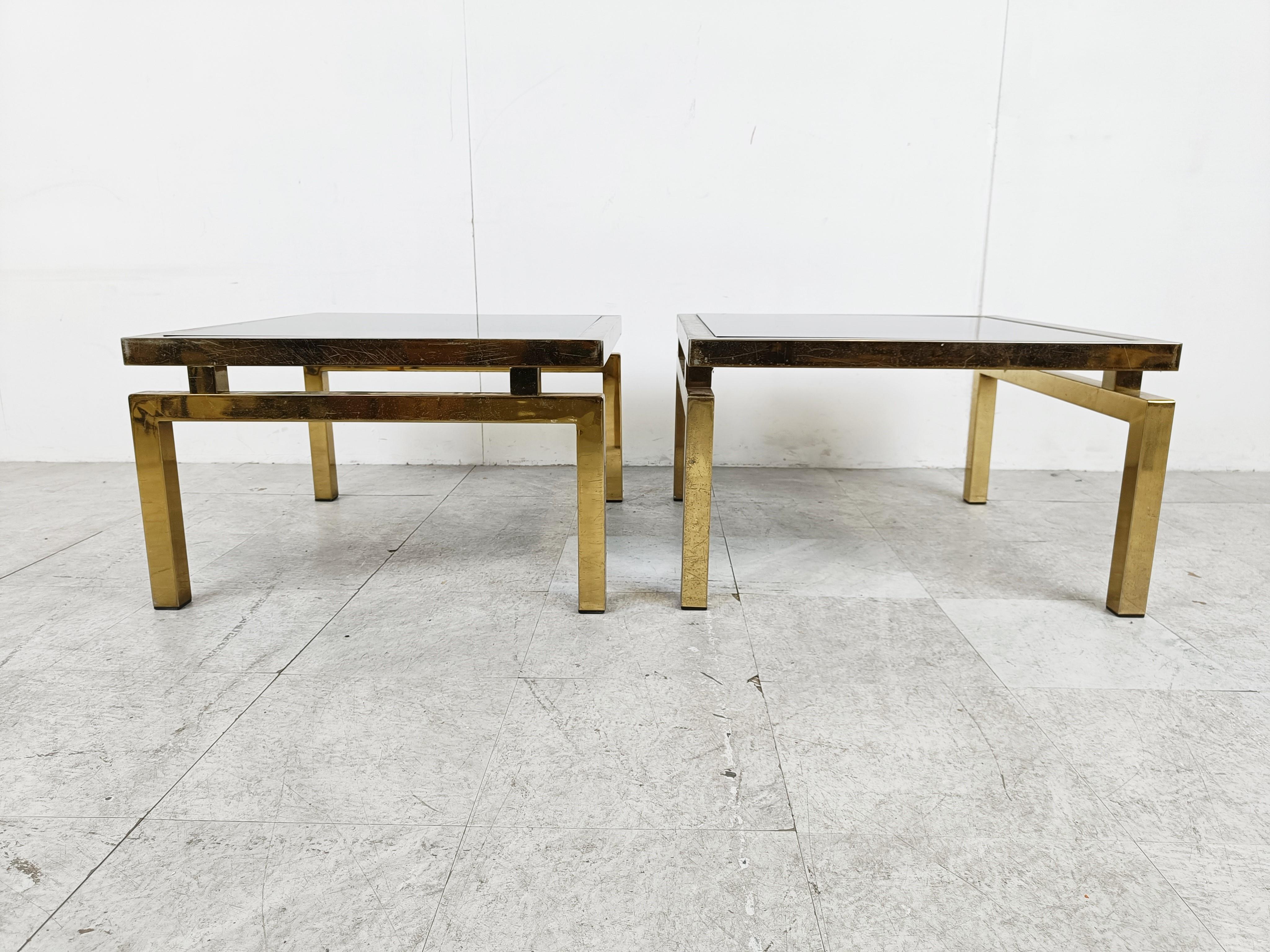 Late 20th Century Pair of Brass Coffee Tables, 1970s 