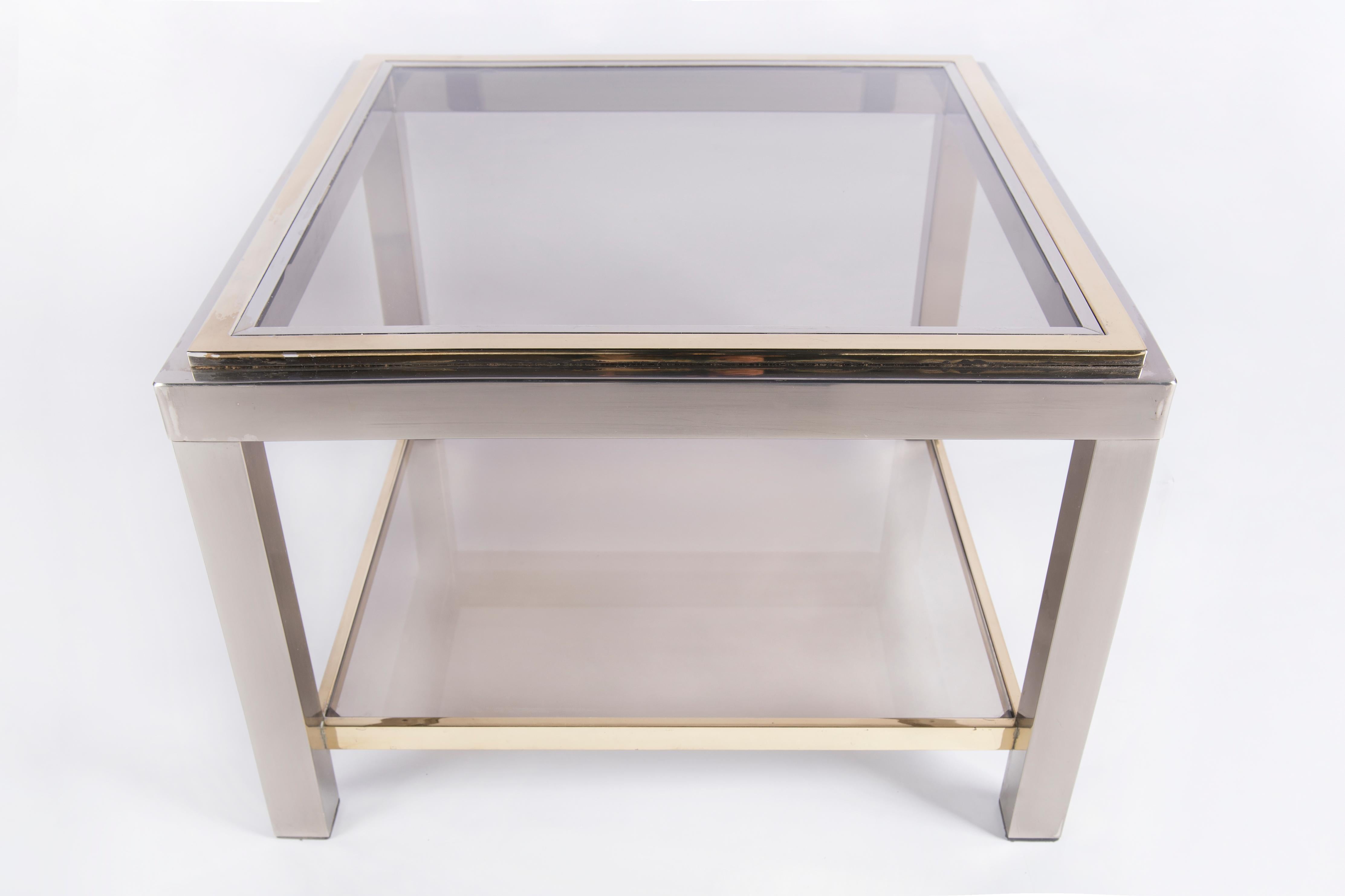 French Pair of Brass Coffee Tables For Sale