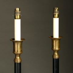 Pair of Brass Column Lamps