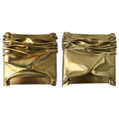 Pair of Brass Compression Sconces by Moniquet for Cheret Paris, France, 1970s
