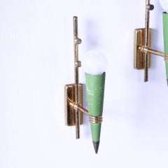 Pair of brass cone wall sconces, 1960